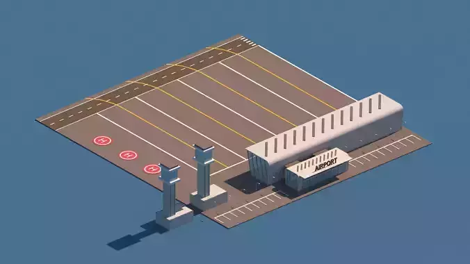 Cartoon Low Poly Airport Package