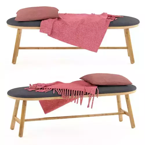 Palmo bench with pillow and blanket 3D model