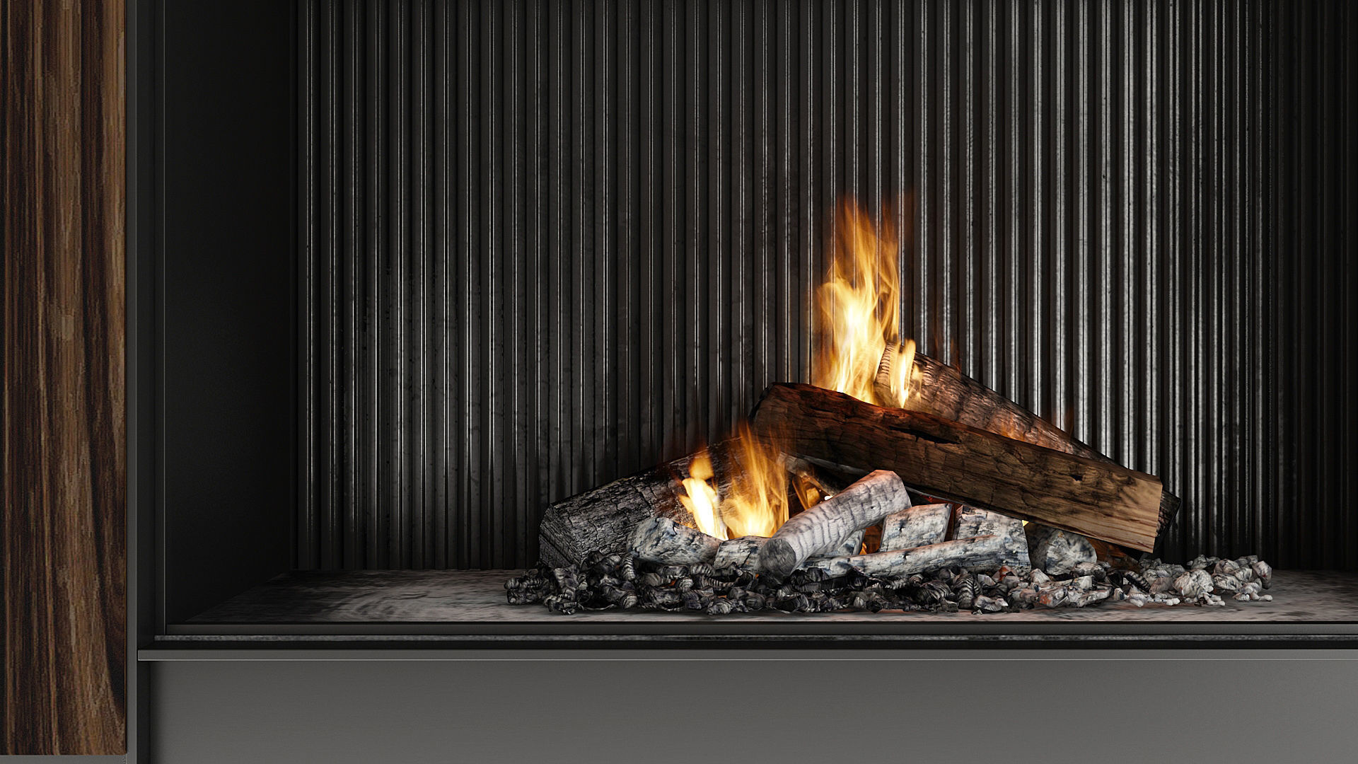 Fireplace bathroom cabinet with drawers 3D model_6