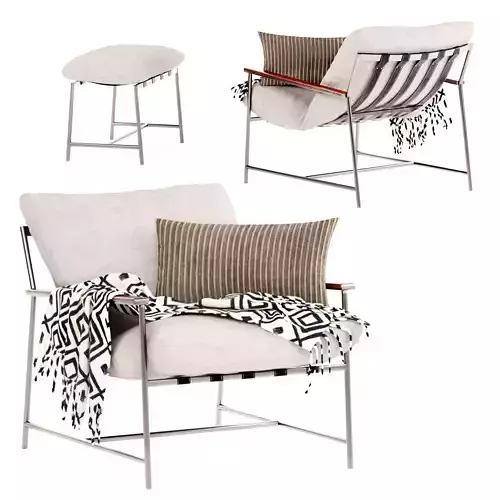 Vail lounge arm chair and foot stool