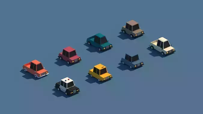 Cartoon Low Poly Cars Package