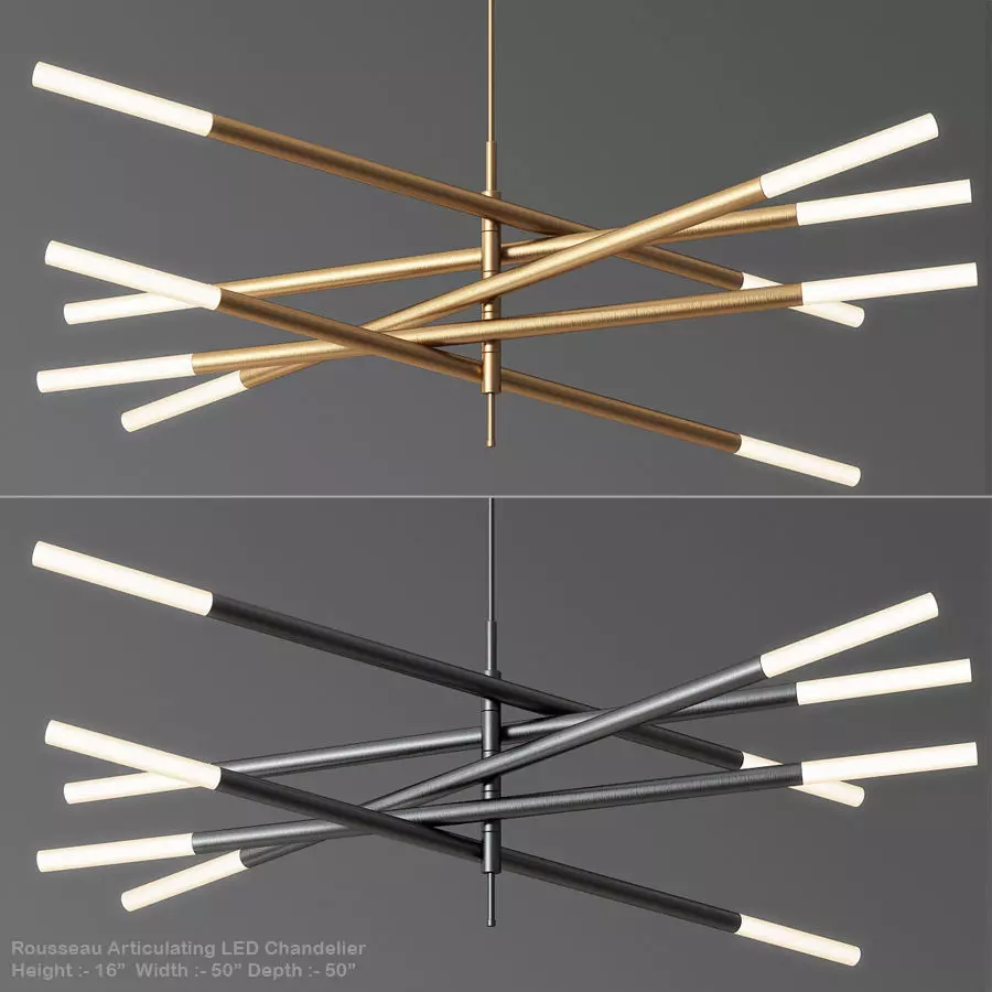 Rousseau Articulating LED Chandelier 3D model_0