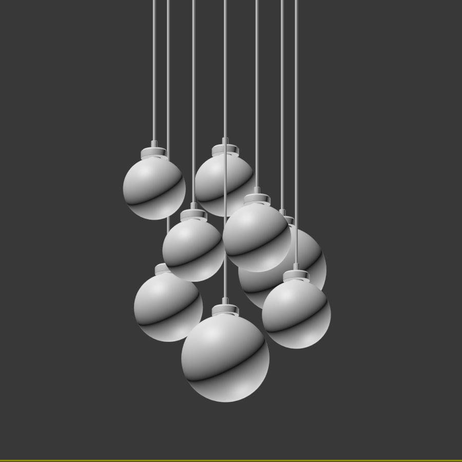 Quentin Glass Globe Brass Chandelier 3D model_3