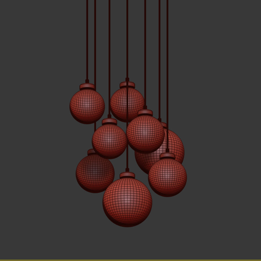 Quentin Glass Globe Brass Chandelier 3D model_4