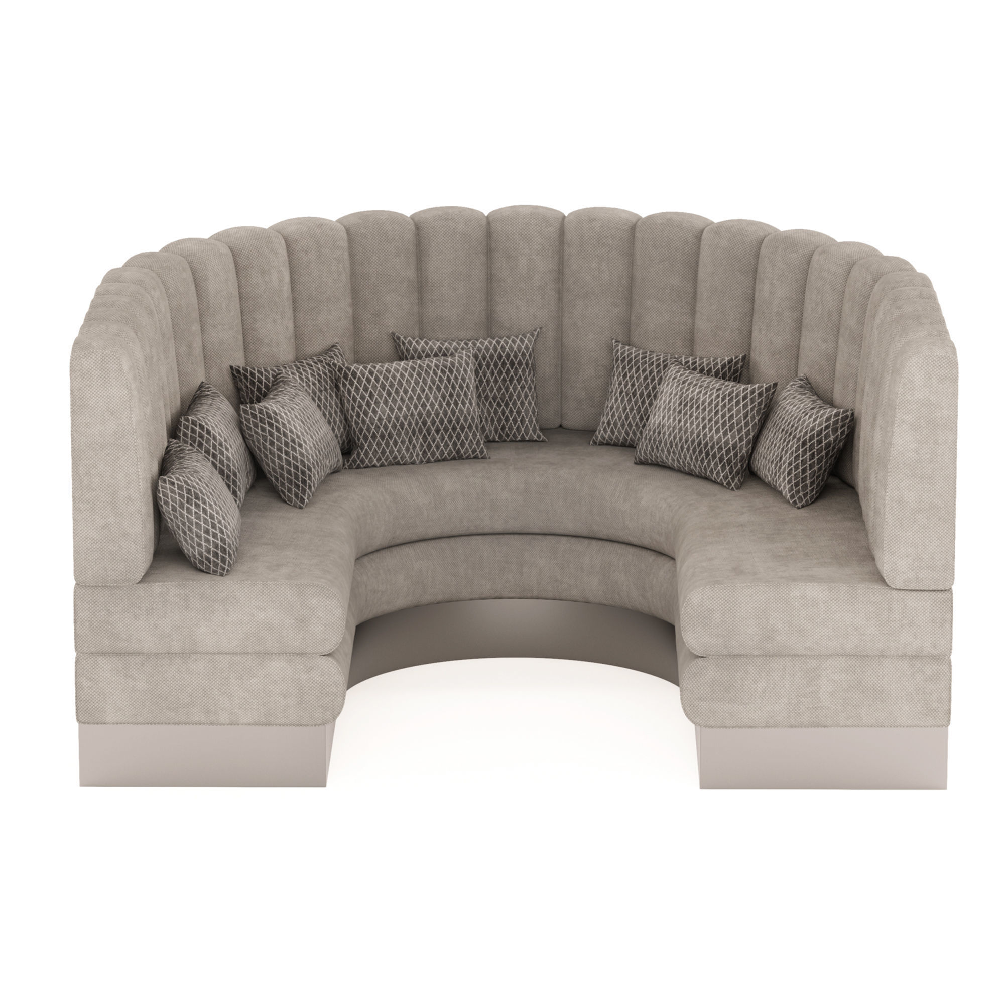 Semi-circular booth with throw pillows 3D model_5