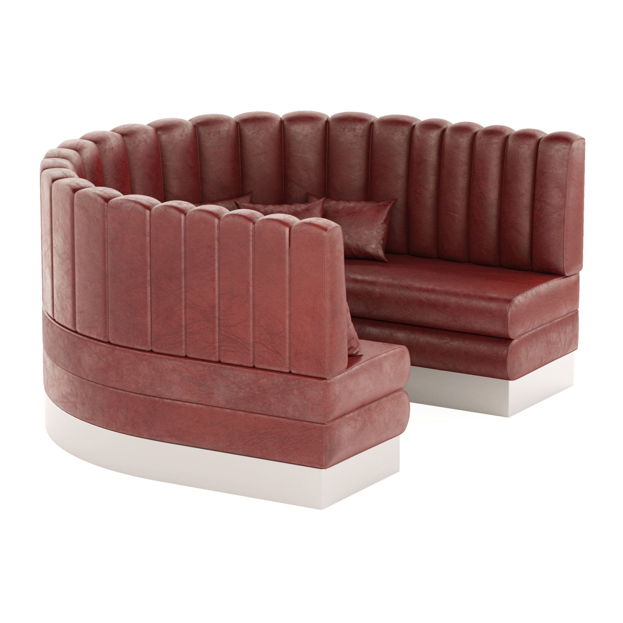 Semi-circular booth with throw pillows 3D model_2