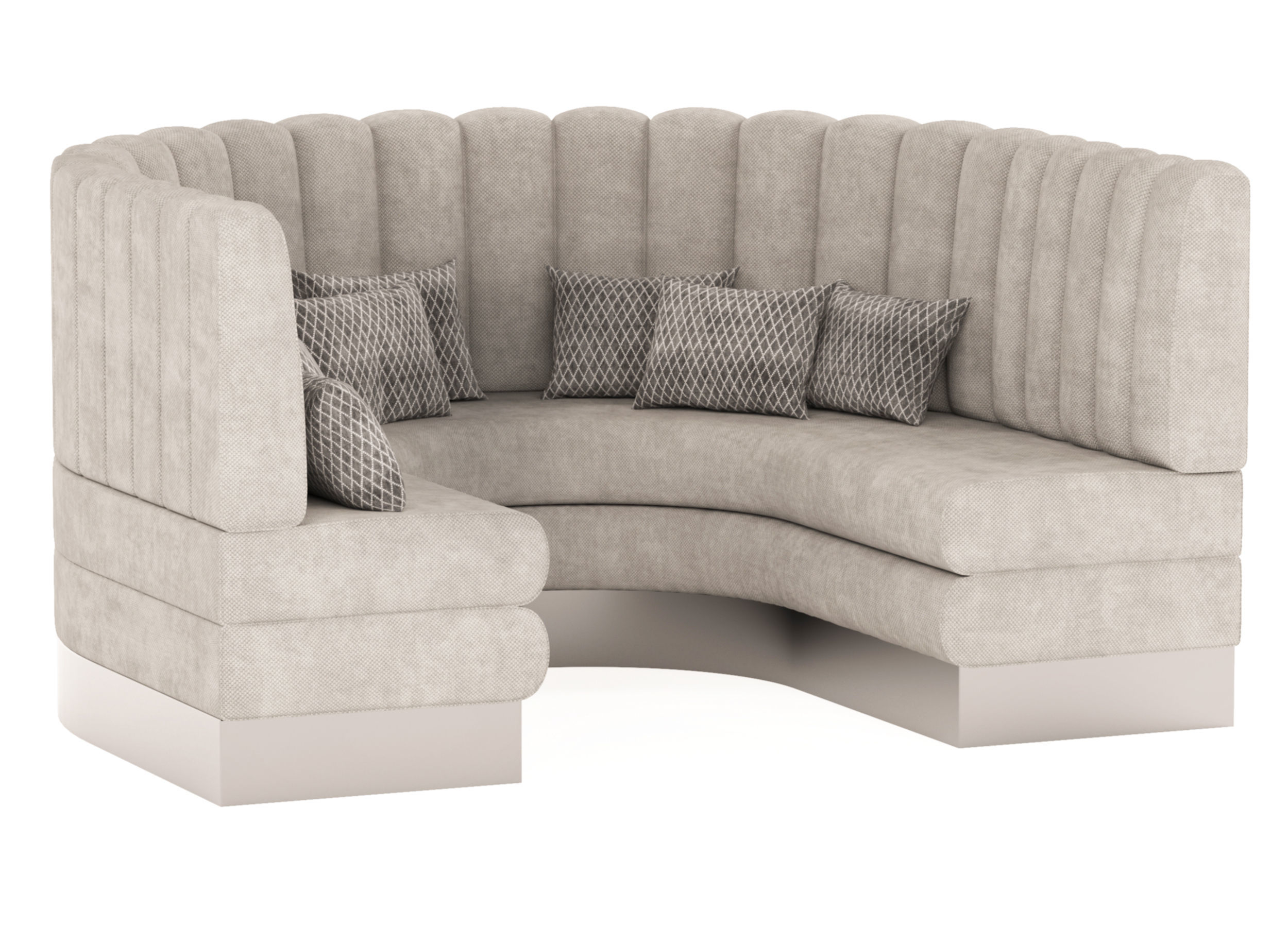 Semi-circular booth with throw pillows 3D model_4