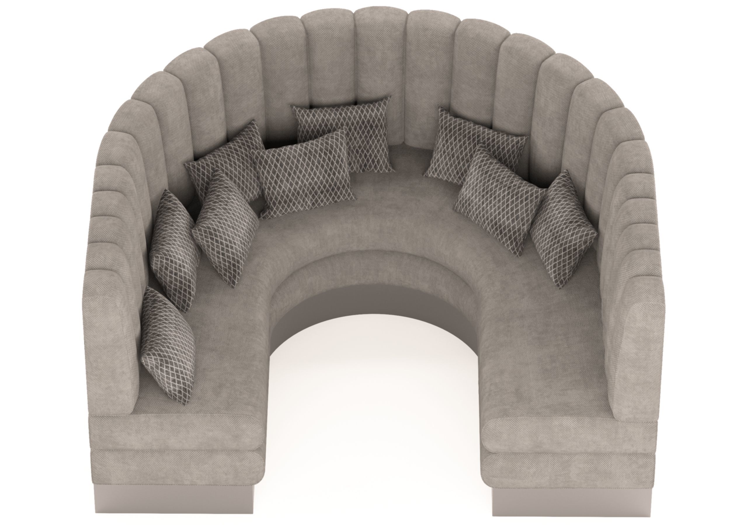 Semi-circular booth with throw pillows 3D model_8