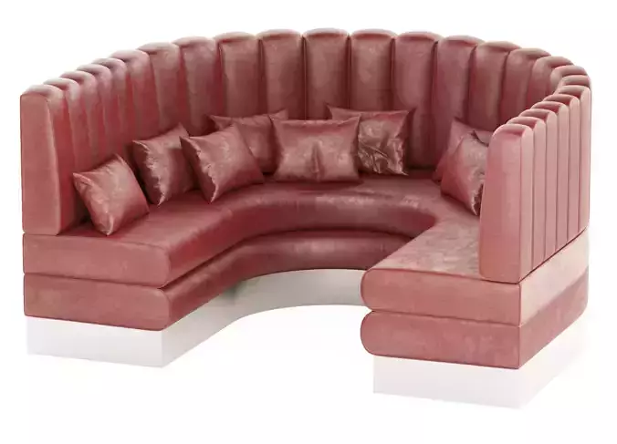 Semi-circular booth with throw pillows 3D model