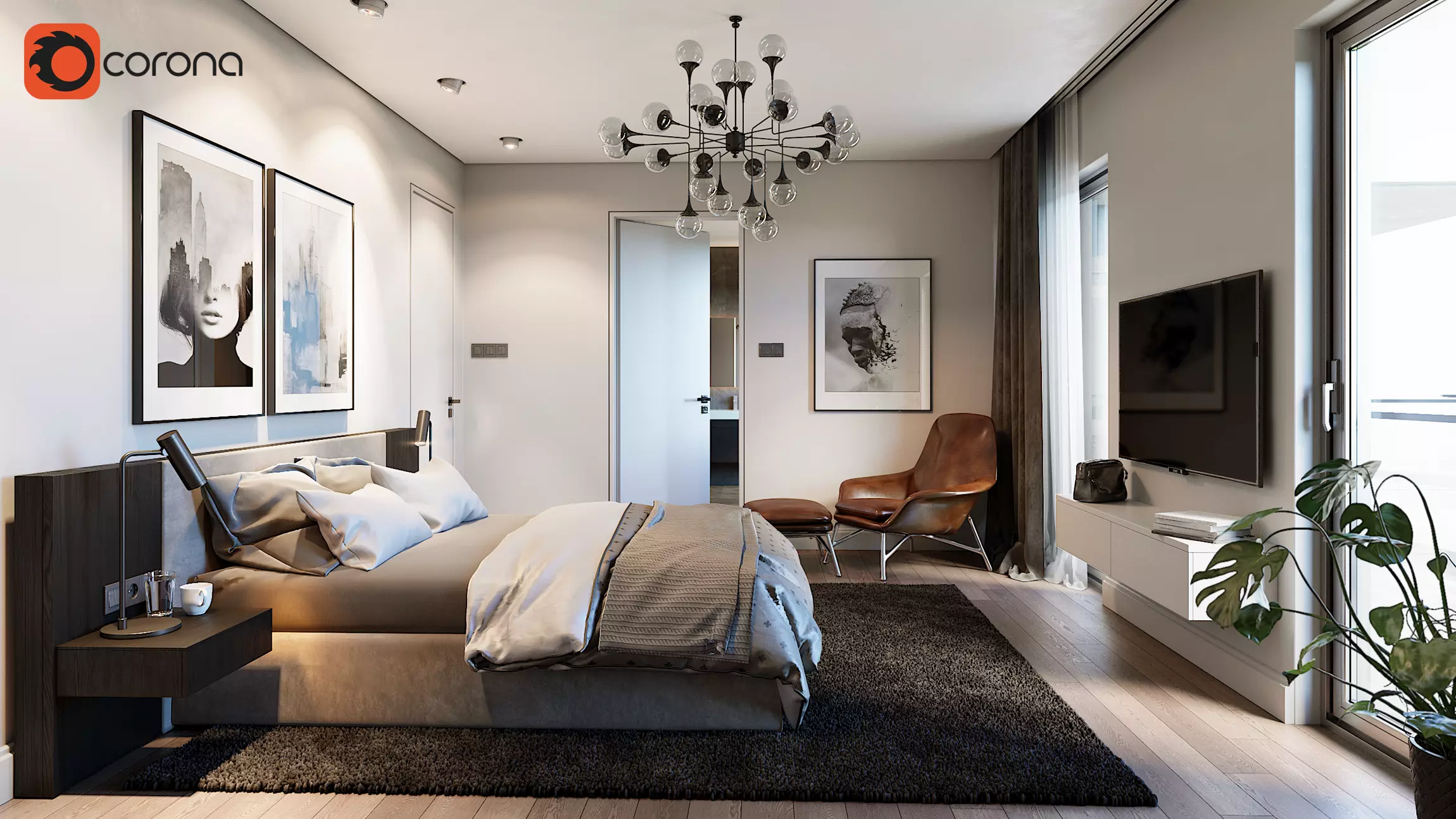 Bedroom Corona 3D model_0