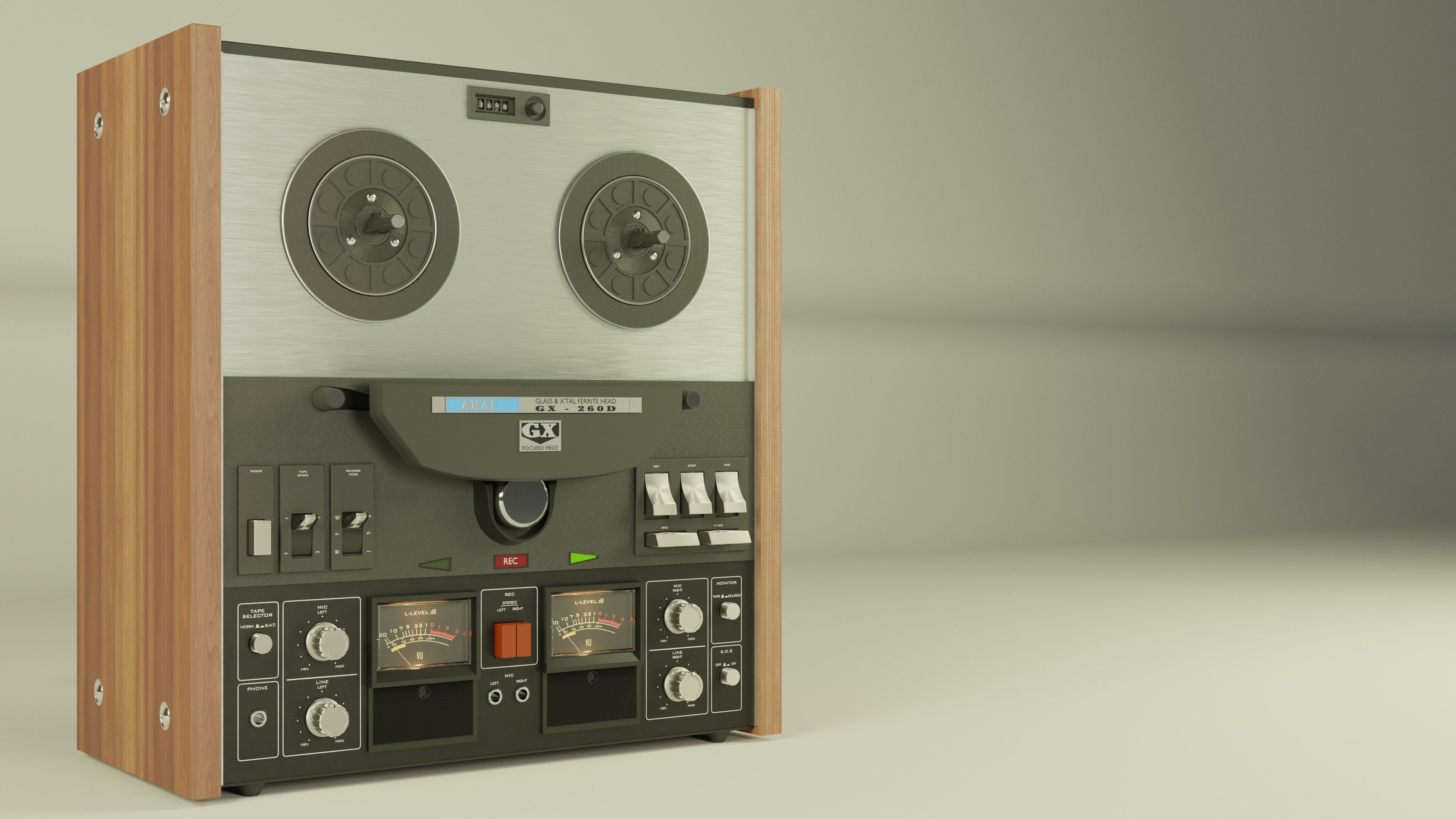Akai GX-260D stereo tape recorder 3D model_1