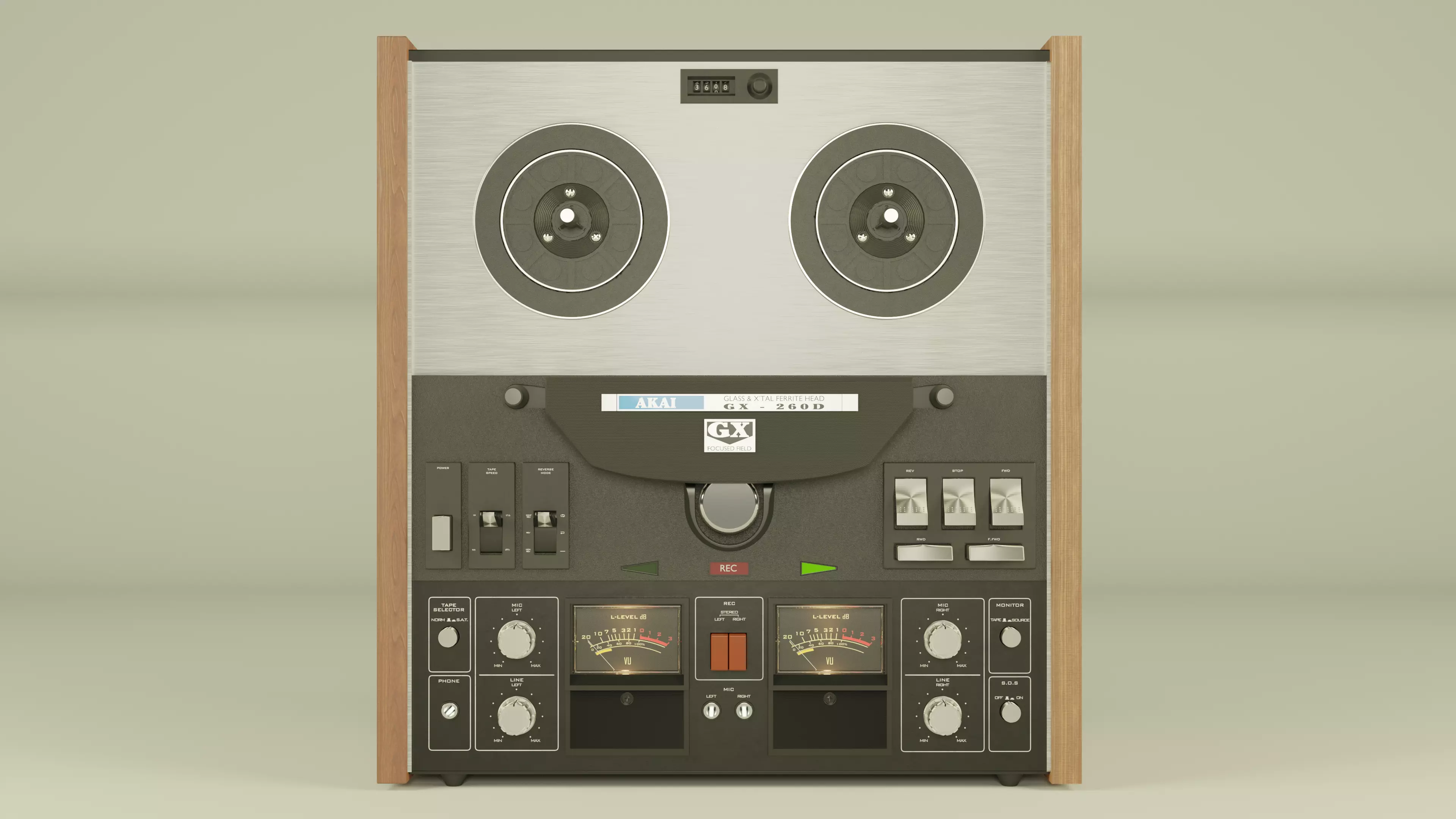 Akai GX-260D stereo tape recorder 3D model_0