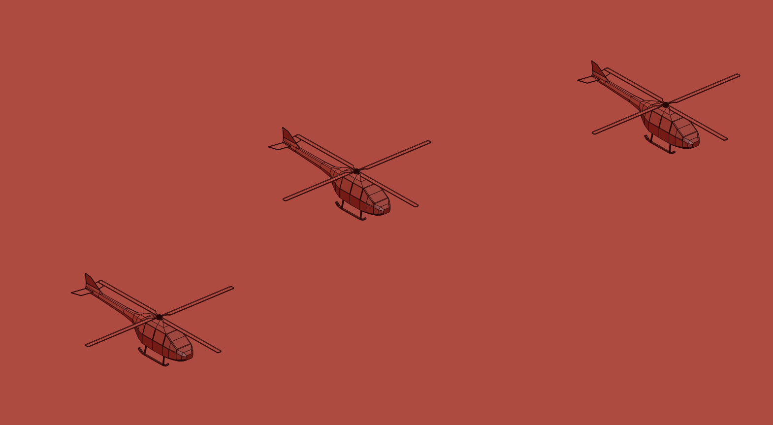 Cartoon Low Poly Helicopter Package Low-poly 3D model_6