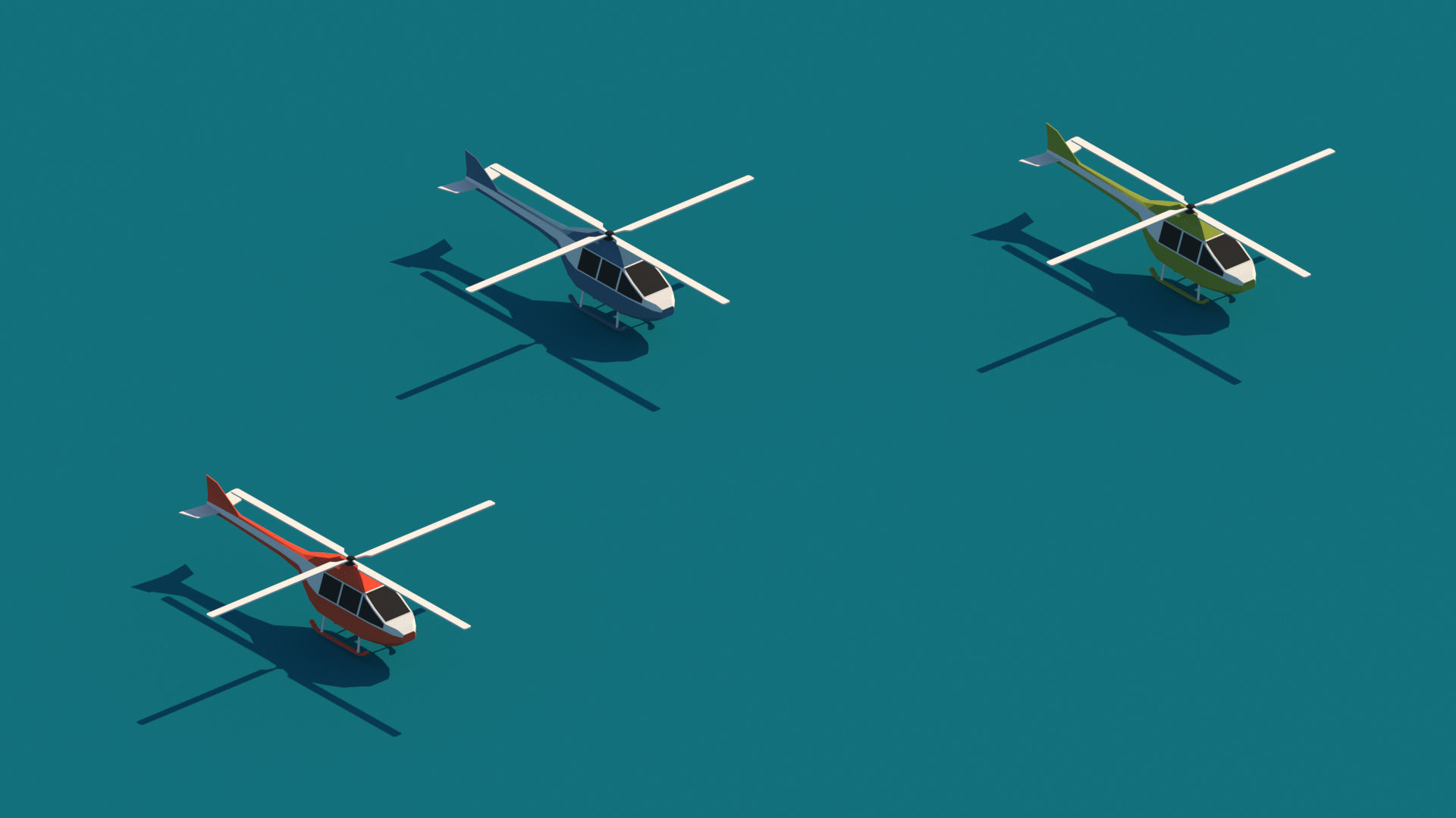 Cartoon Low Poly Helicopter Package Low-poly 3D model_2