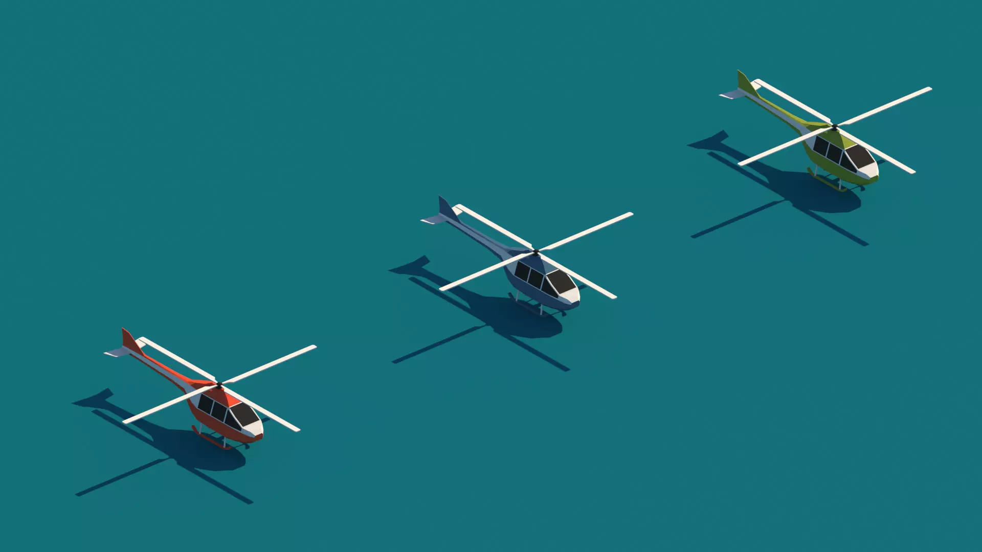 Cartoon Low Poly Helicopter Package Low-poly 3D model_0
