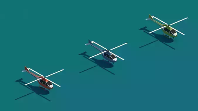 Cartoon Low Poly Helicopter Package