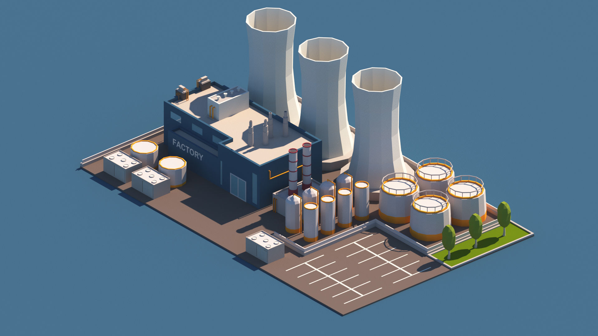 Cartoon Low Poly Industry Package Low-poly 3D model_13