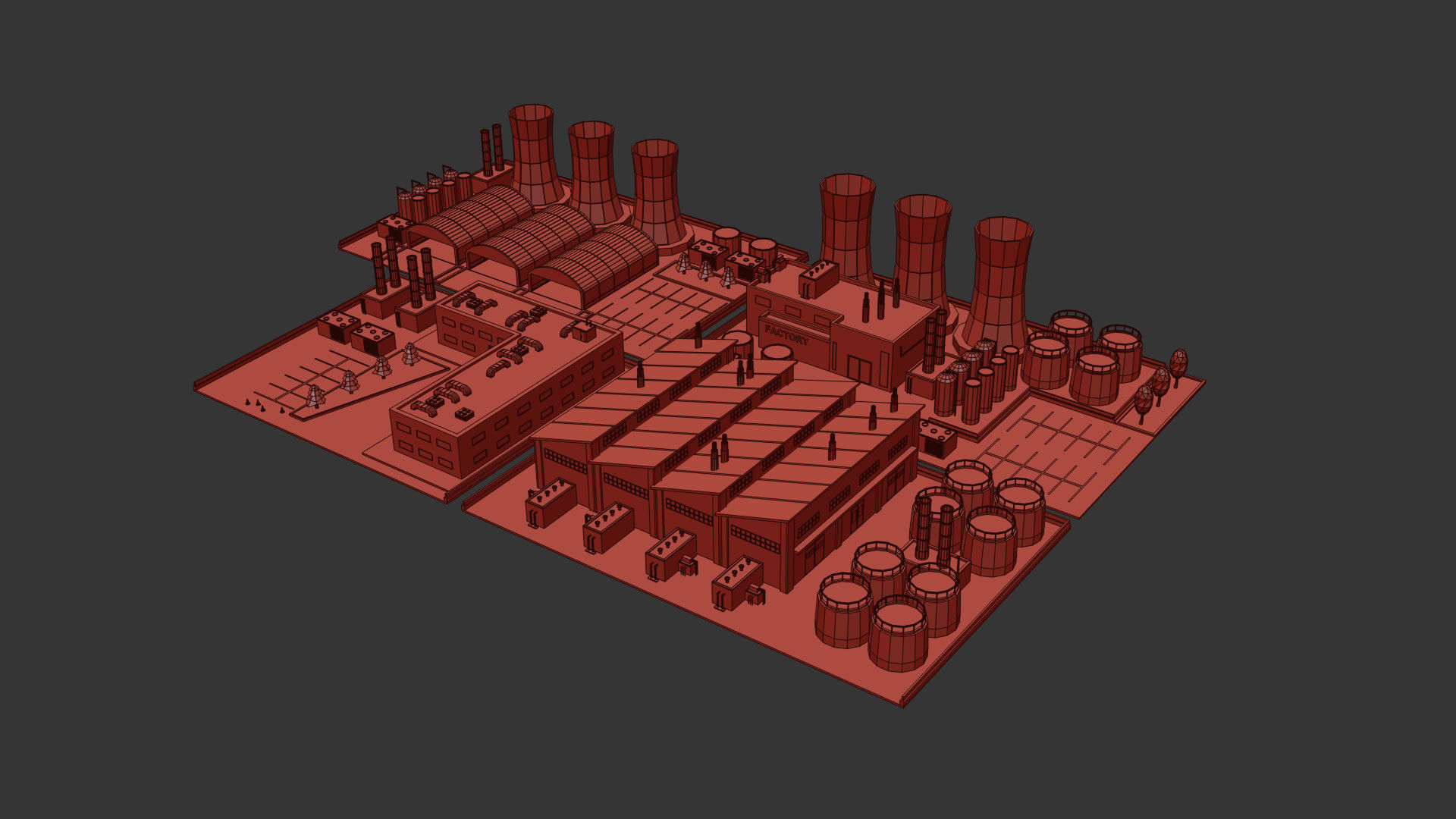 Cartoon Low Poly Industry Package Low-poly 3D model_4