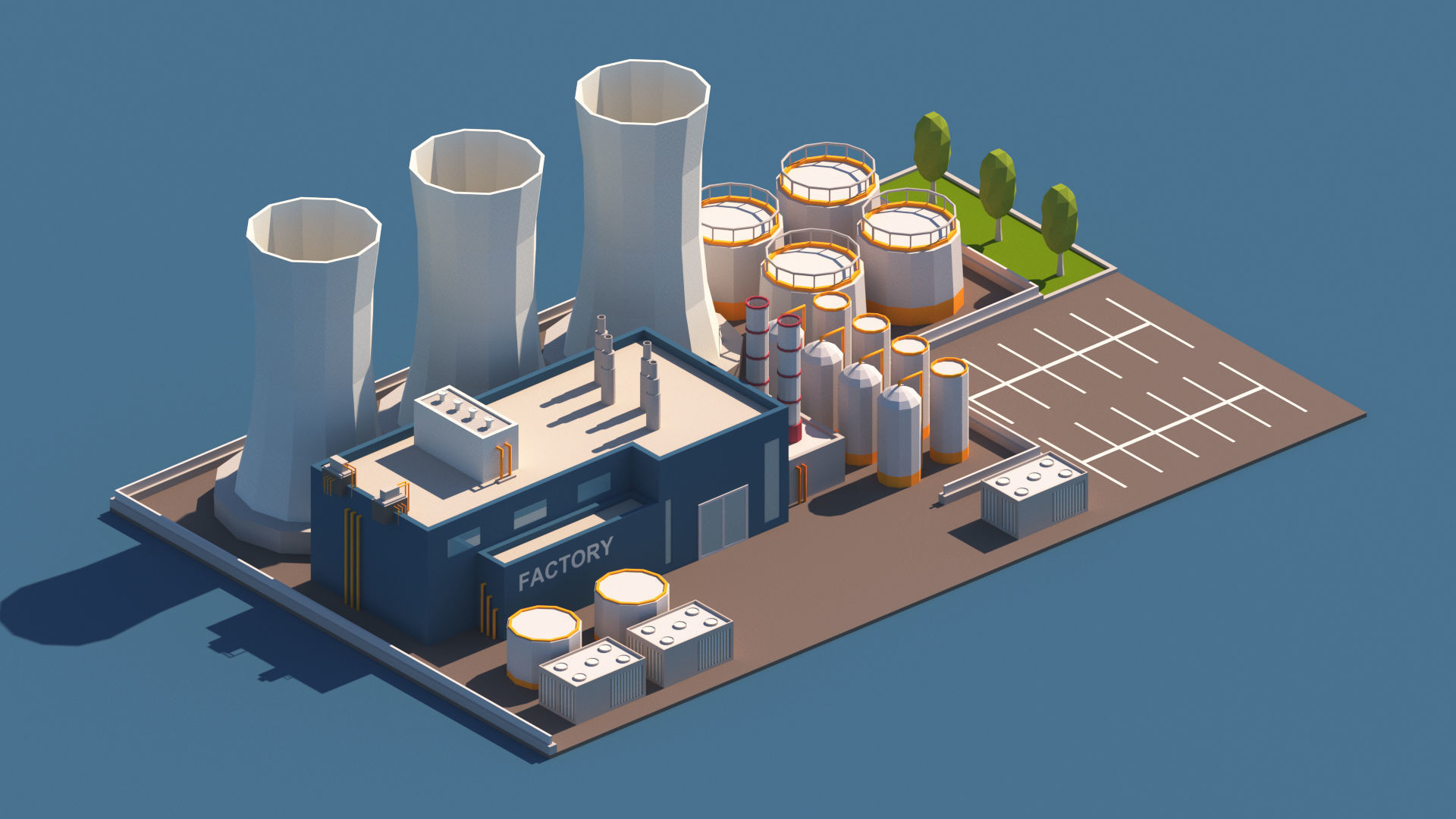 Cartoon Low Poly Industry Package Low-poly 3D model_8