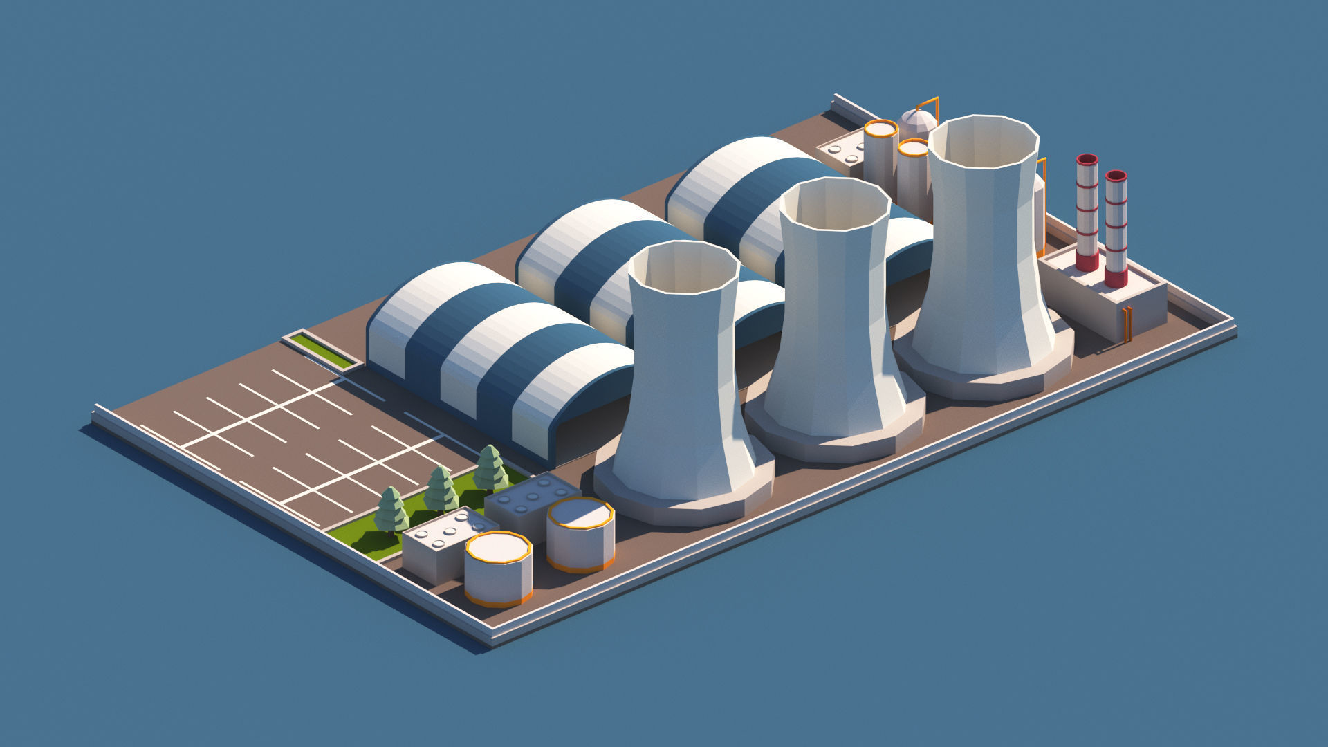Cartoon Low Poly Industry Package Low-poly 3D model_12