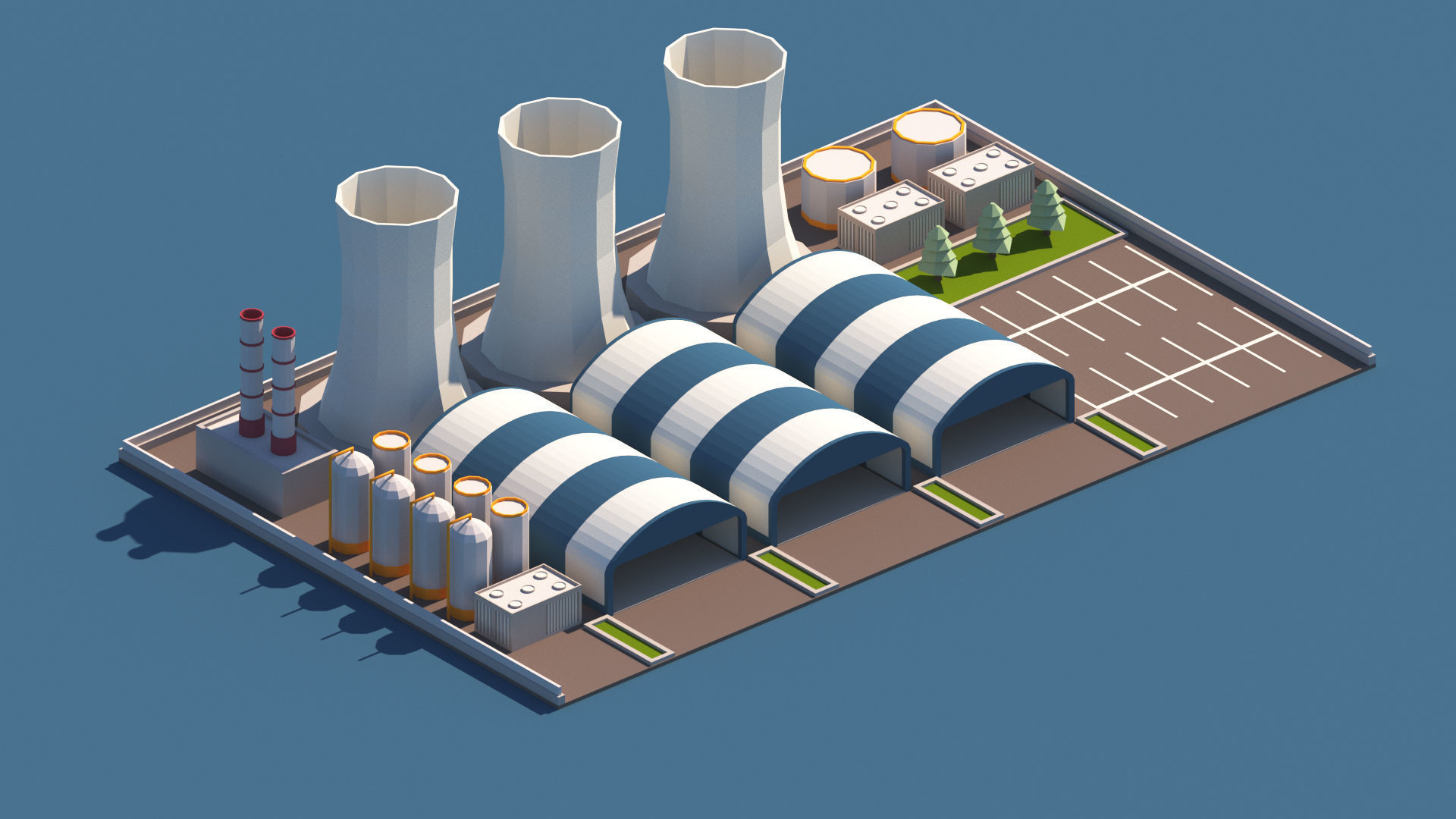 Cartoon Low Poly Industry Package Low-poly 3D model_6