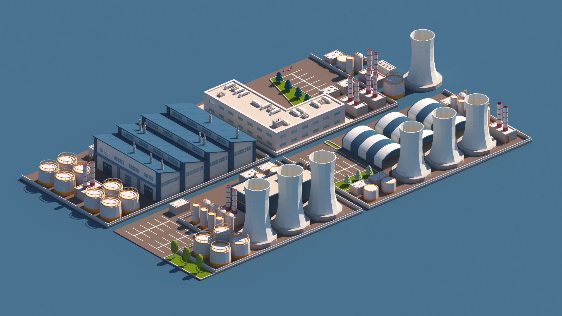 Cartoon Low Poly Industry Package Low-poly 3D model_9