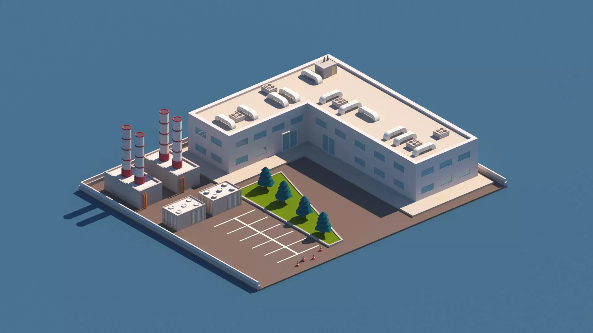 Cartoon Low Poly Industry Package Low-poly 3D model_0