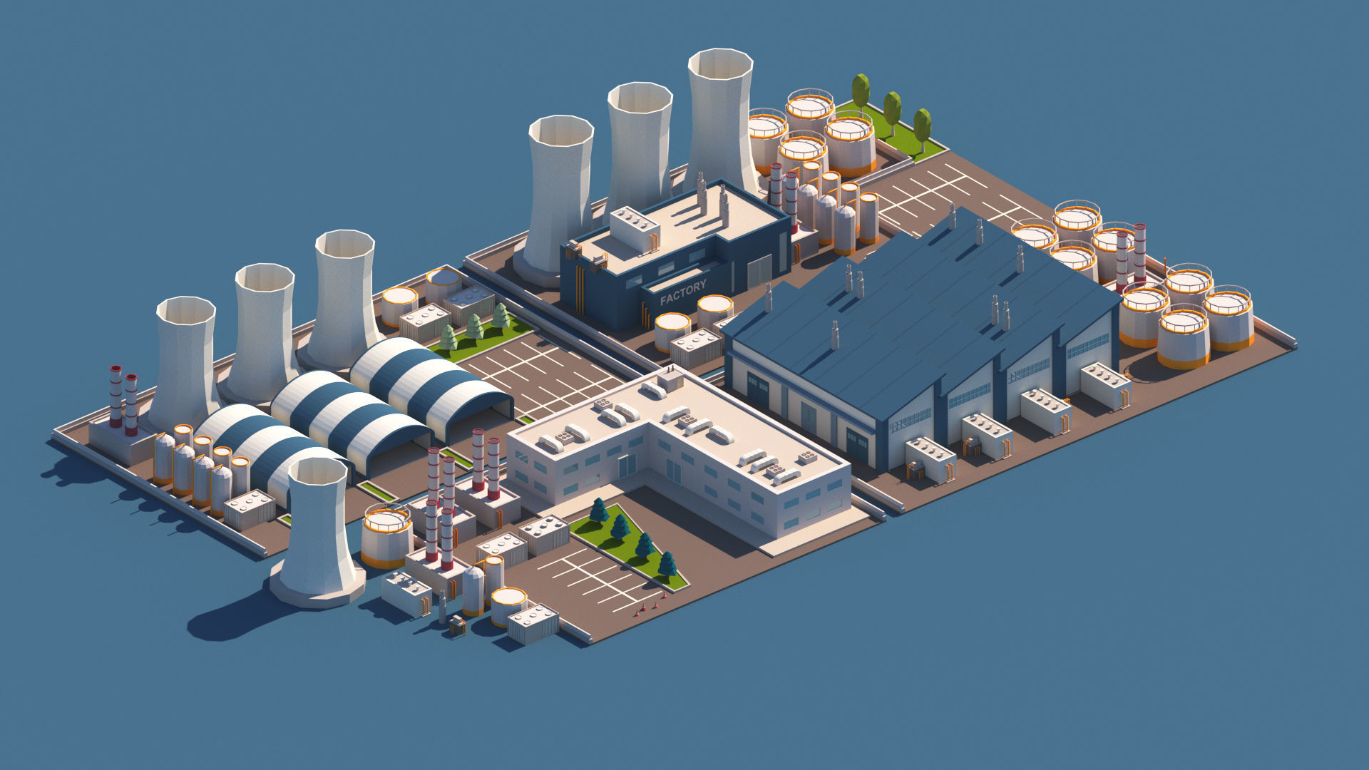 Cartoon Low Poly Industry Package Low-poly 3D model_2