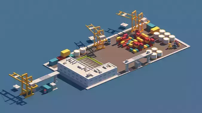 Cartoon Low Poly Port Package