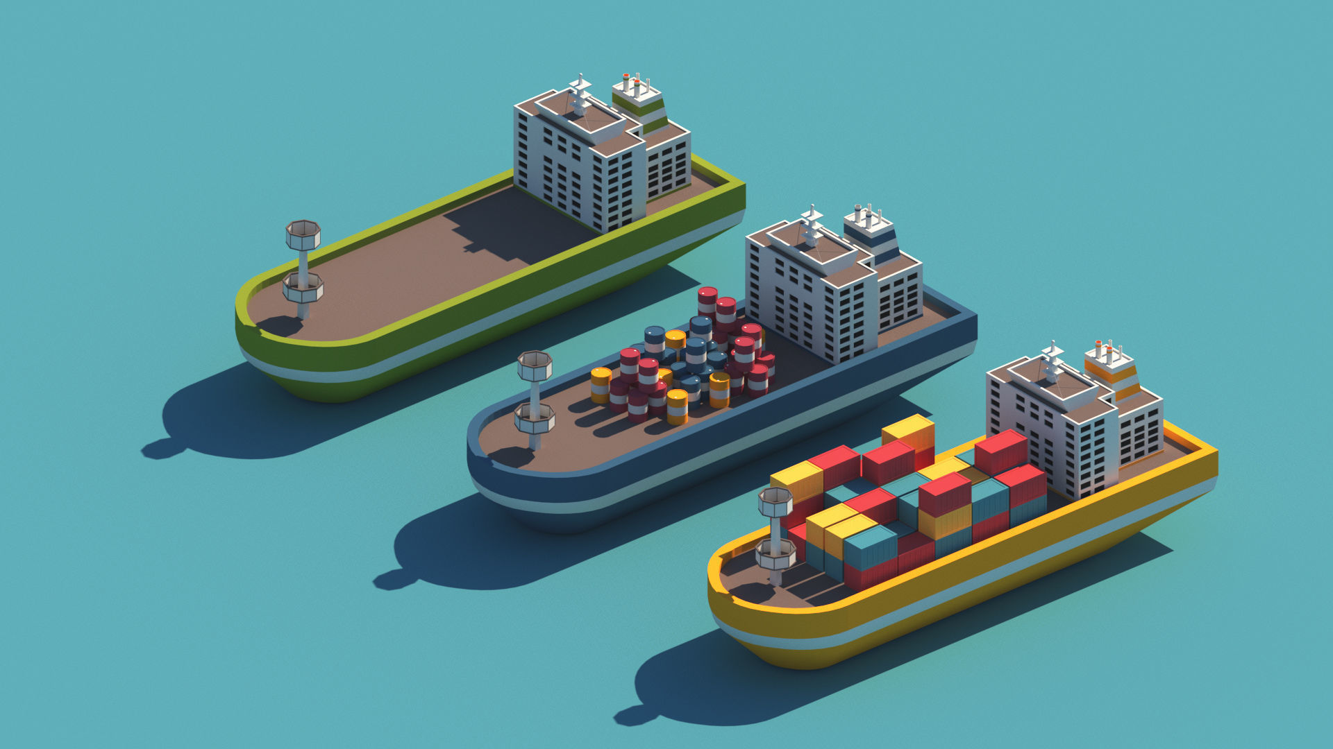 Cartoon Low Poly Port Package Low-poly 3D model_4