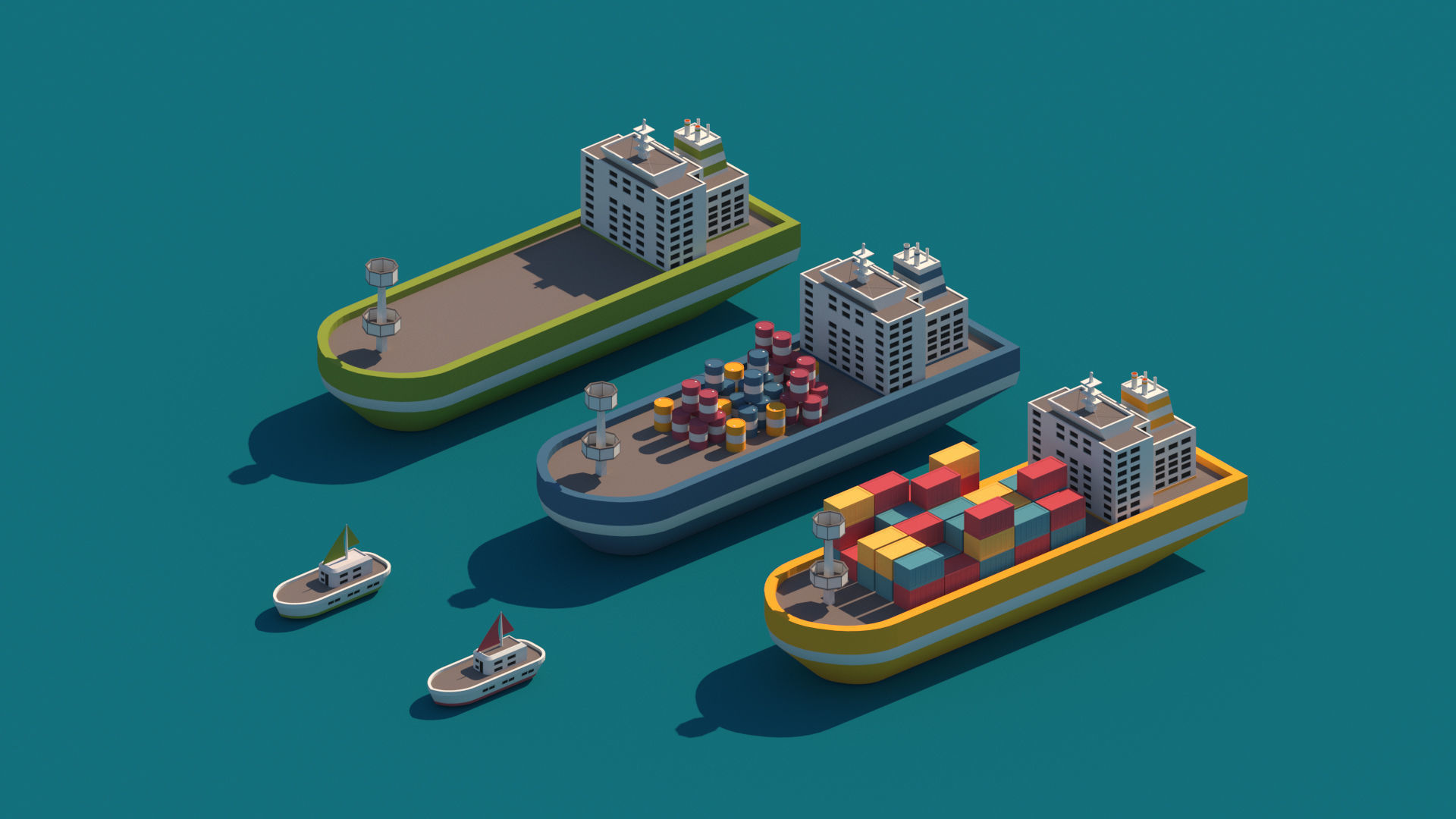 Cartoon Low Poly Port Package Low-poly 3D model_3