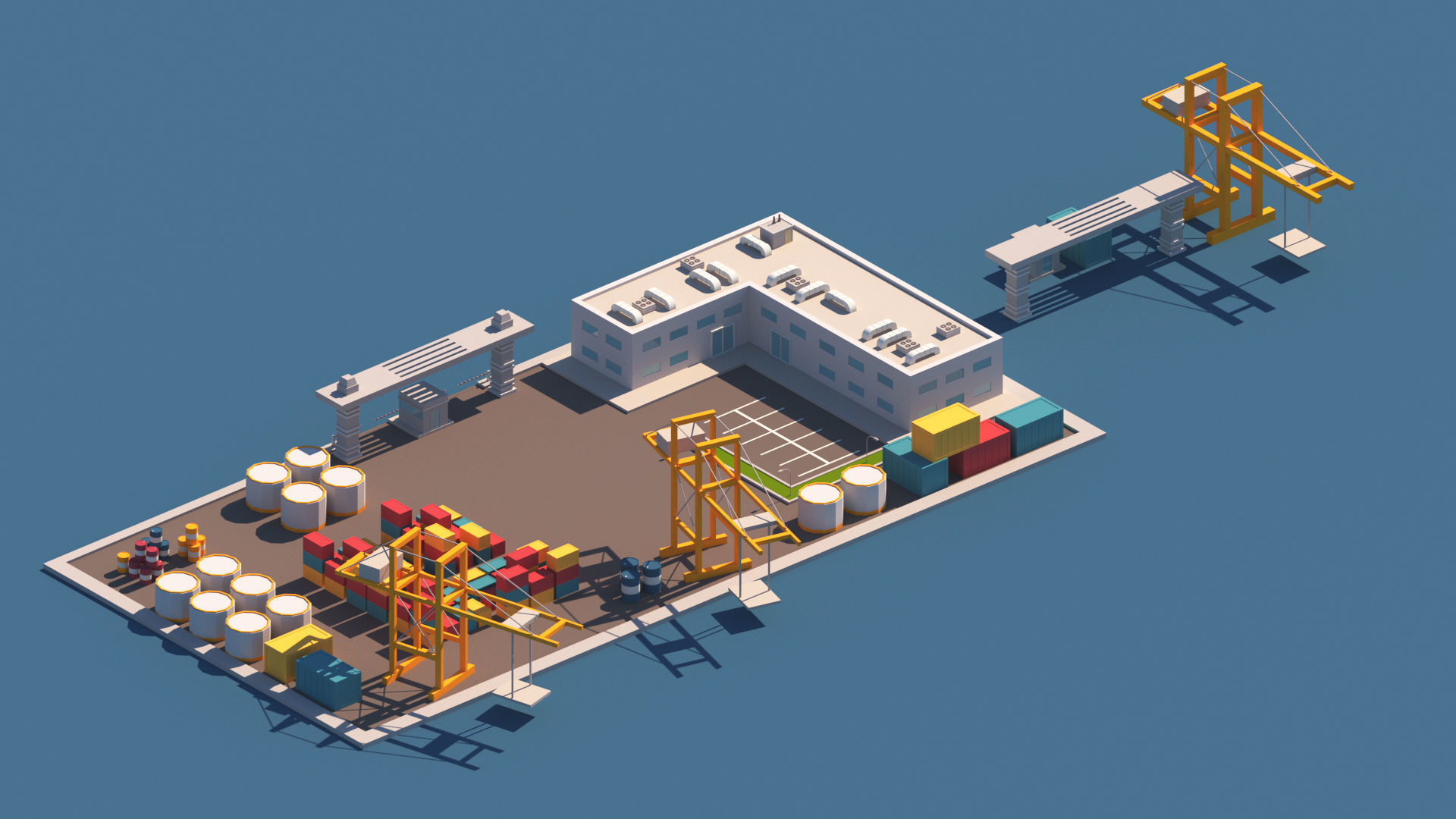 Cartoon Low Poly Port Package Low-poly 3D model_2