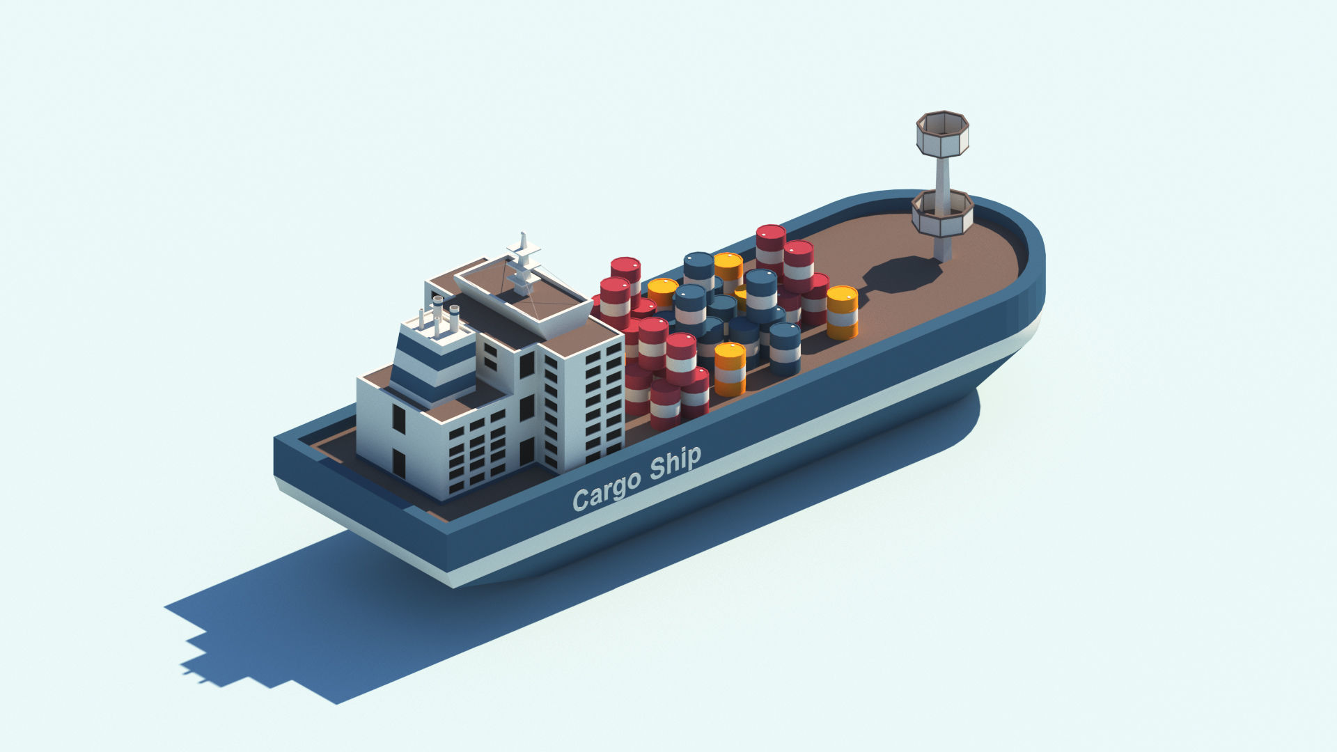 Cartoon Low Poly Port Package Low-poly 3D model_10
