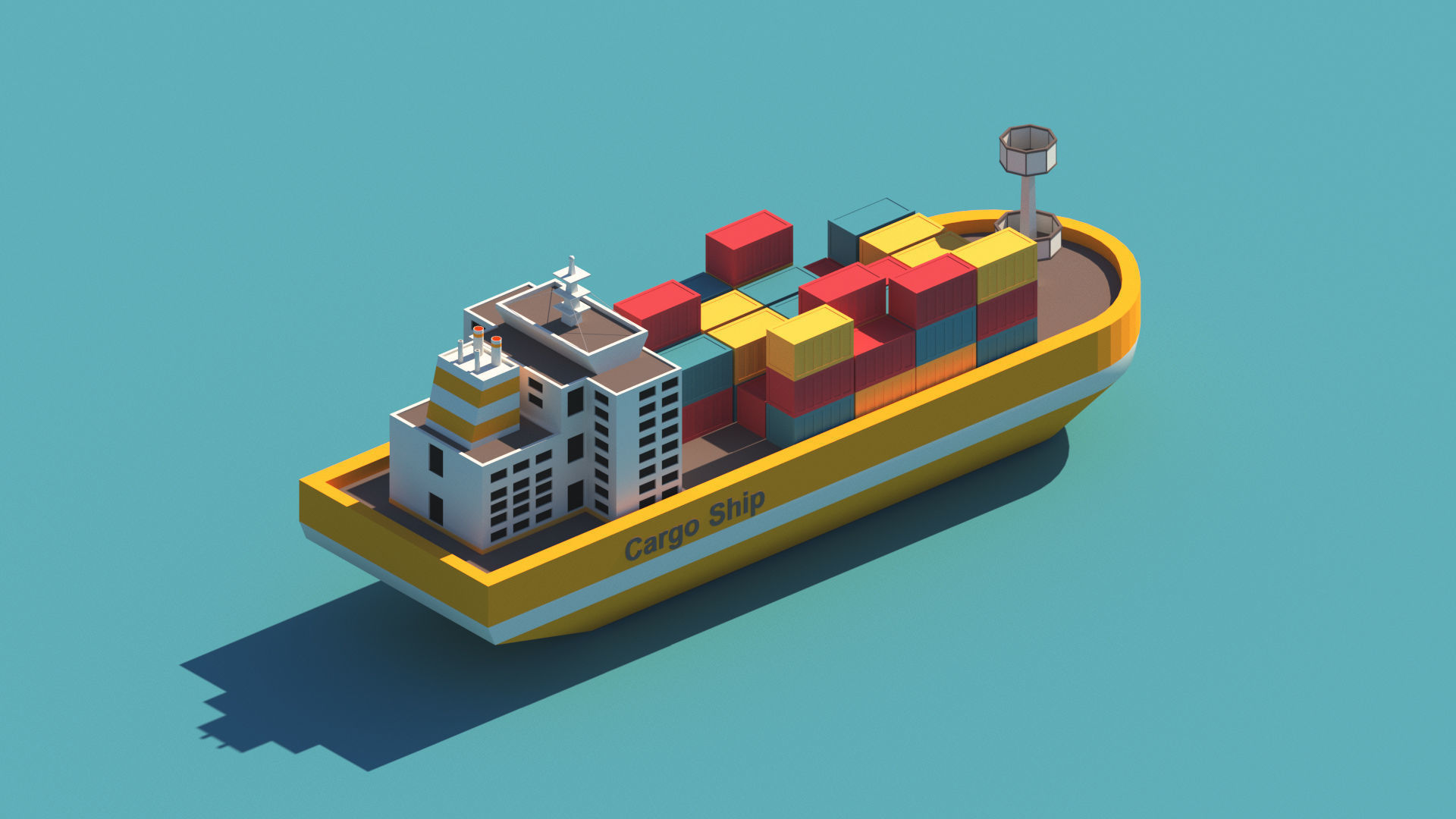 Cartoon Low Poly Port Package Low-poly 3D model_8