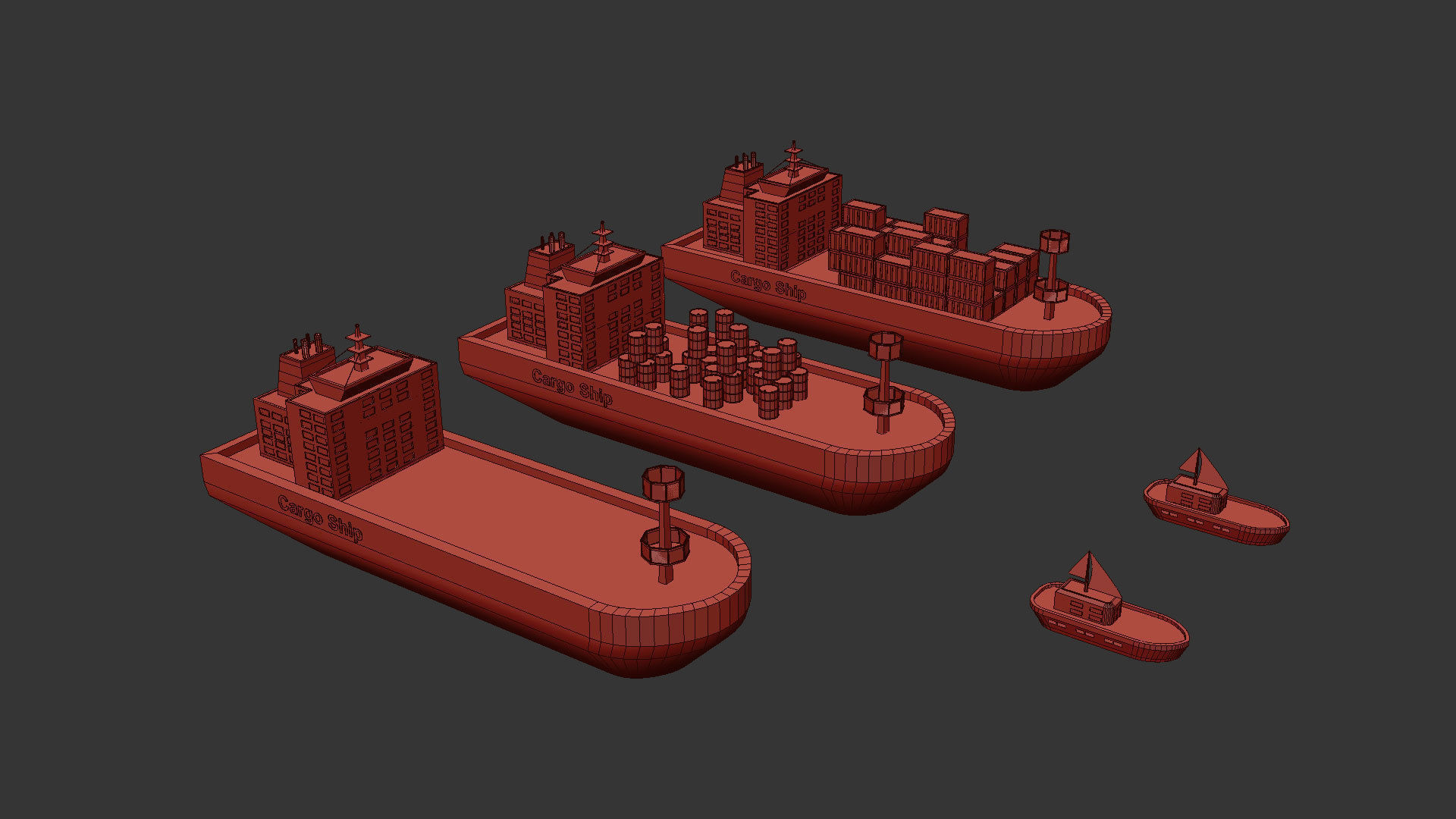 Cartoon Low Poly Port Package Low-poly 3D model_19