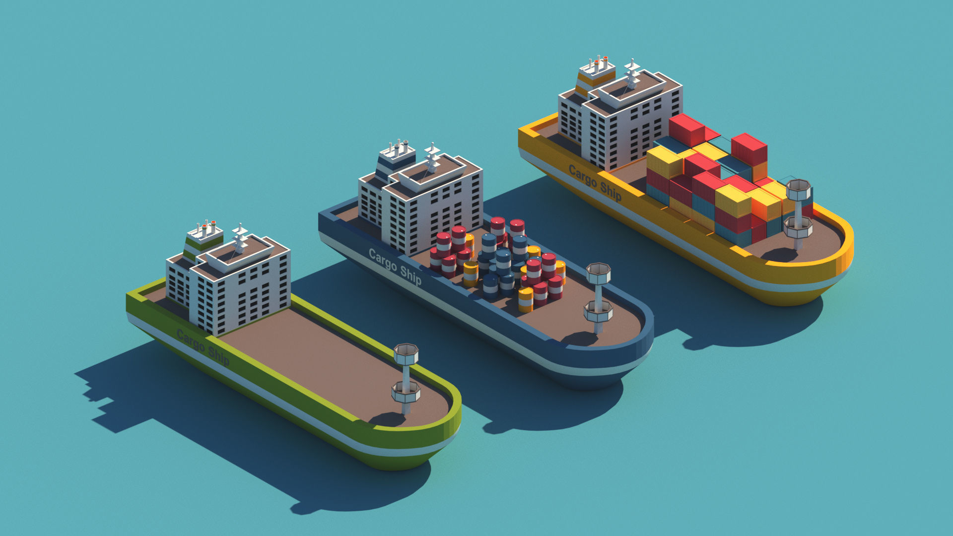 Cartoon Low Poly Port Package Low-poly 3D model_5
