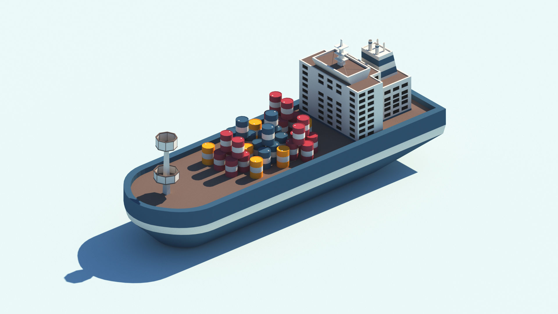 Cartoon Low Poly Port Package Low-poly 3D model_9