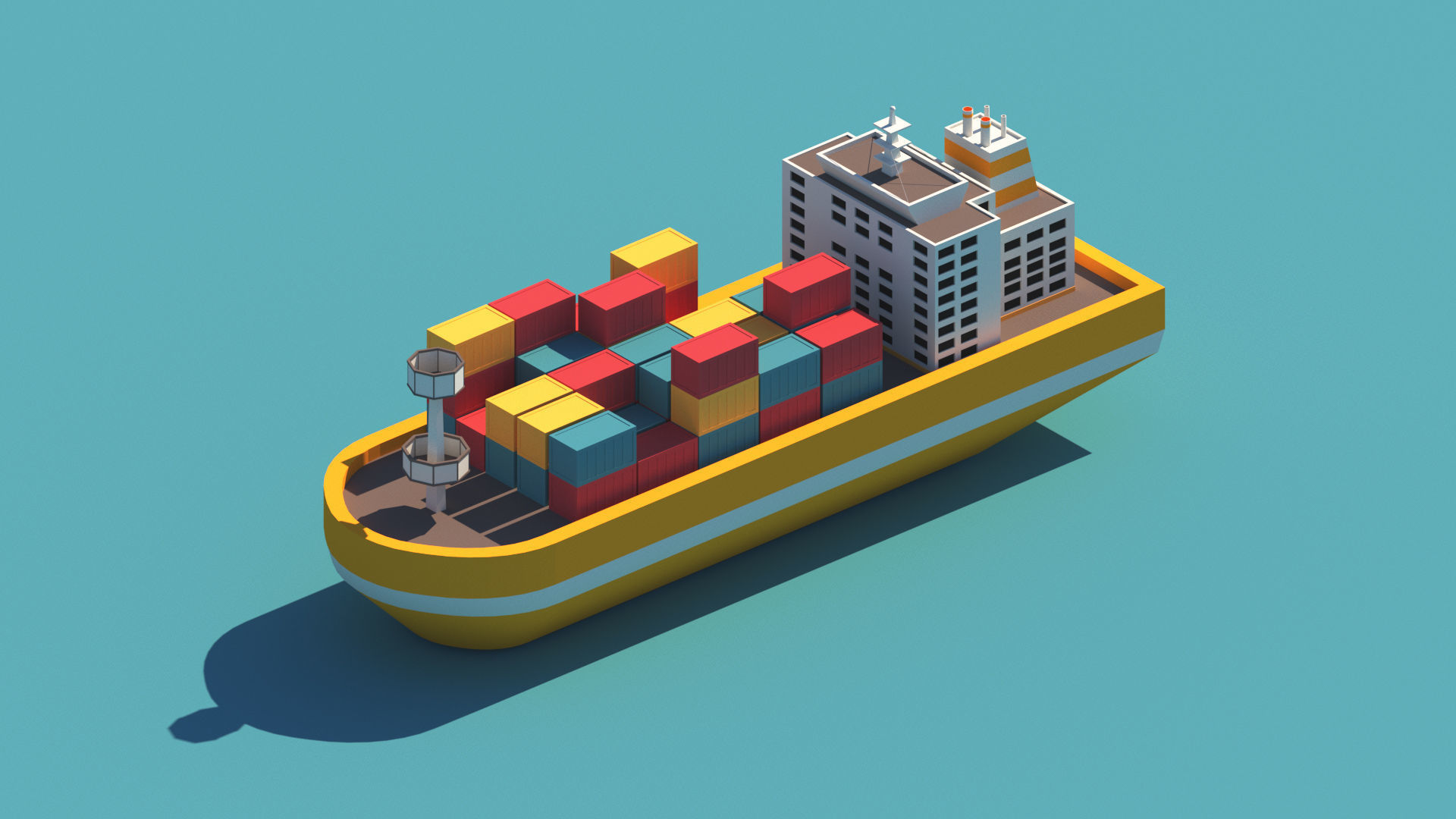 Cartoon Low Poly Port Package Low-poly 3D model_7