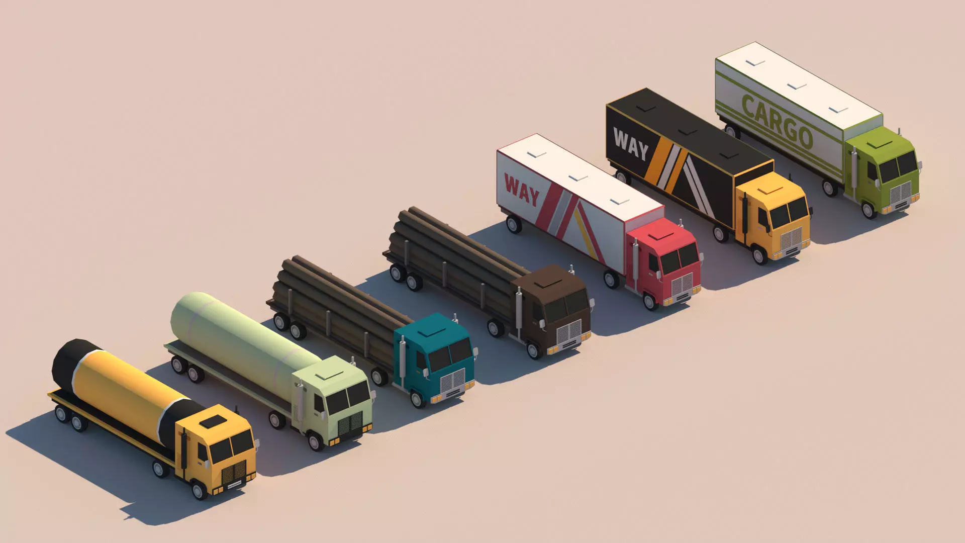 Cartoon Low Poly Truck Package Low-poly 3D model_0