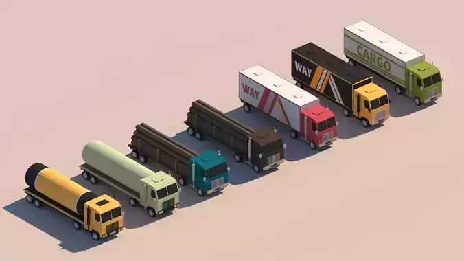 Cartoon Low Poly Truck Package