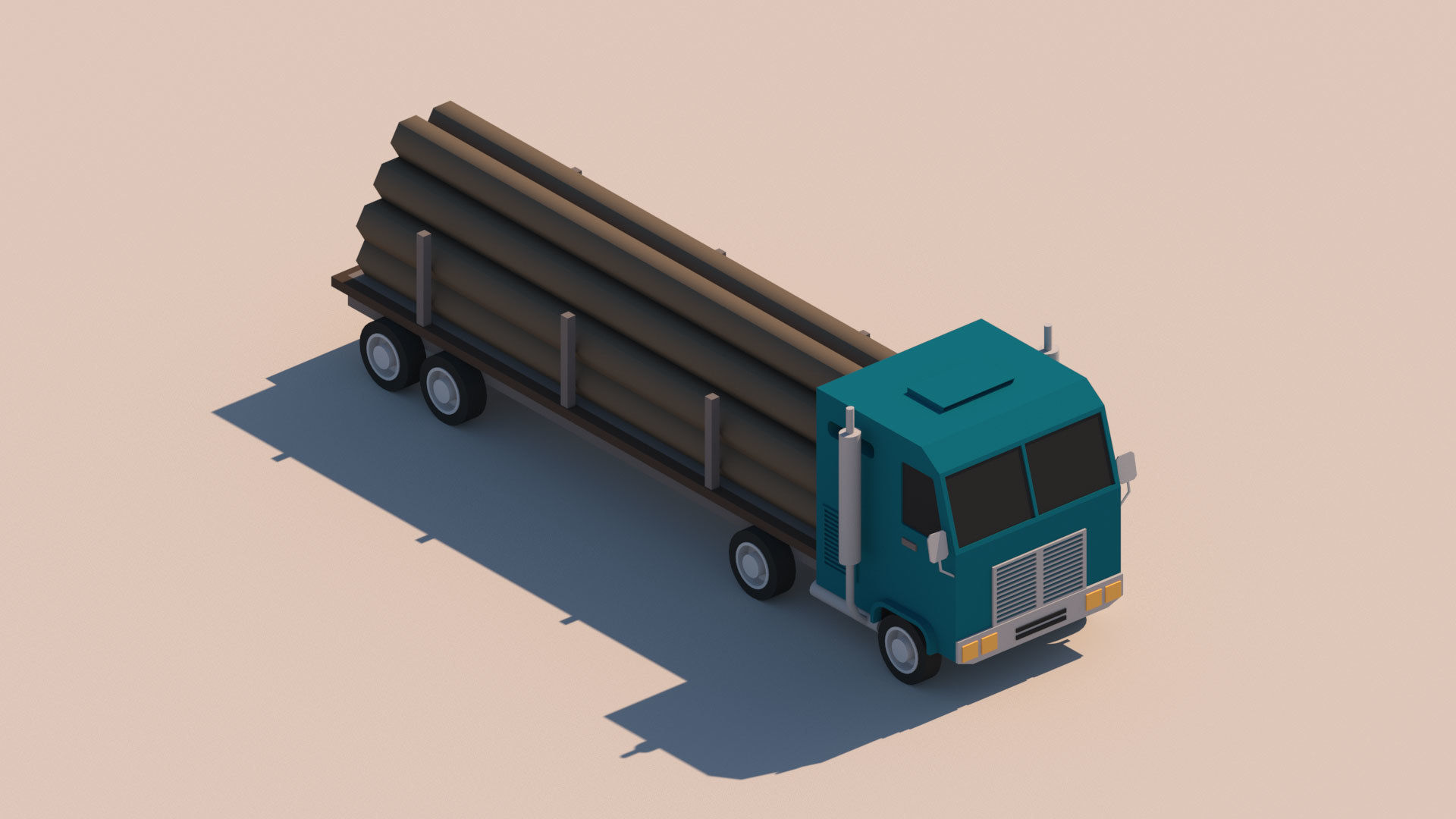 Cartoon Low Poly Truck Package Low-poly 3D model_4