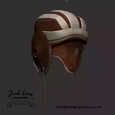 Vintage Leather Football Helmet Low-poly 3D model