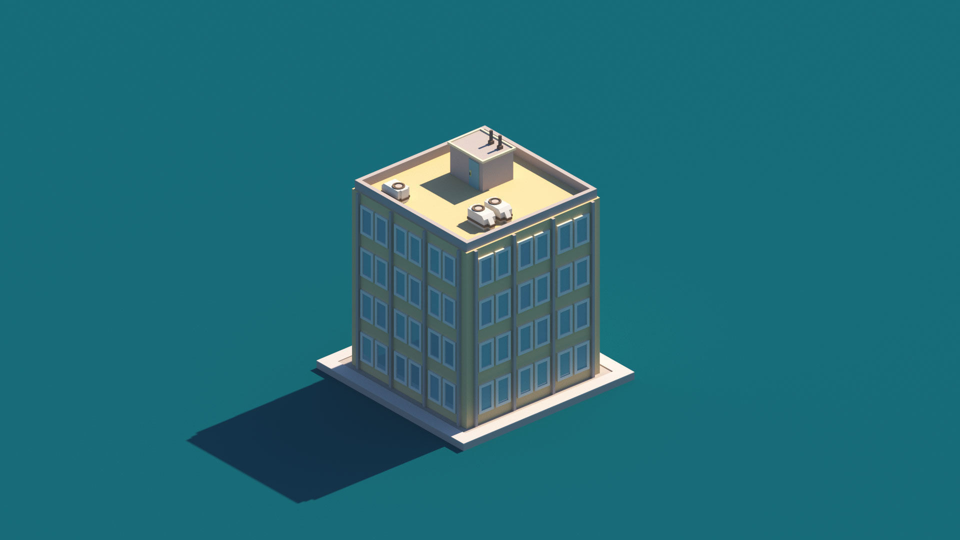 Cartoon Apartment Buildings Package Low-poly 3D model_21