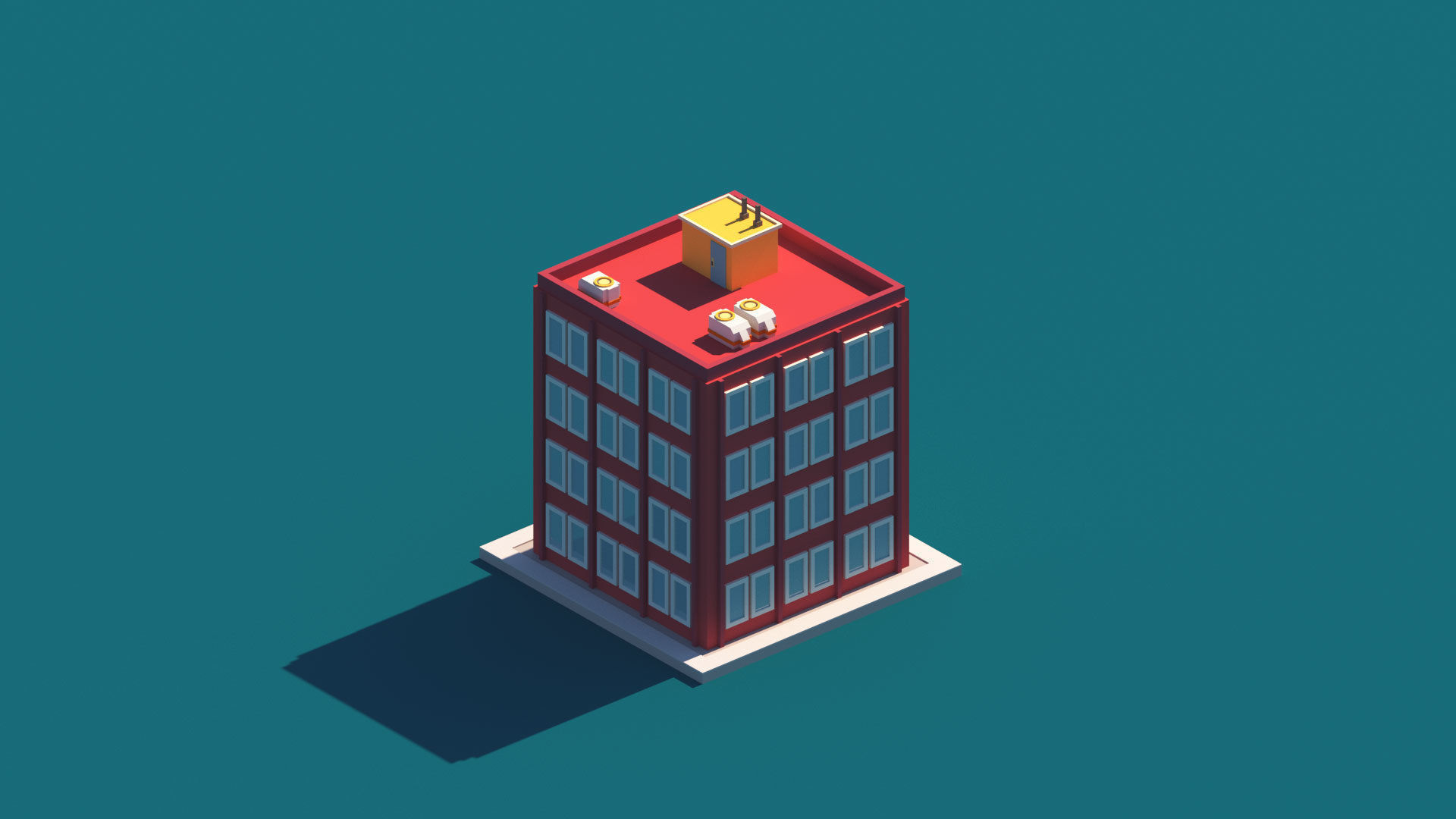 Cartoon Apartment Buildings Package Low-poly 3D model_20