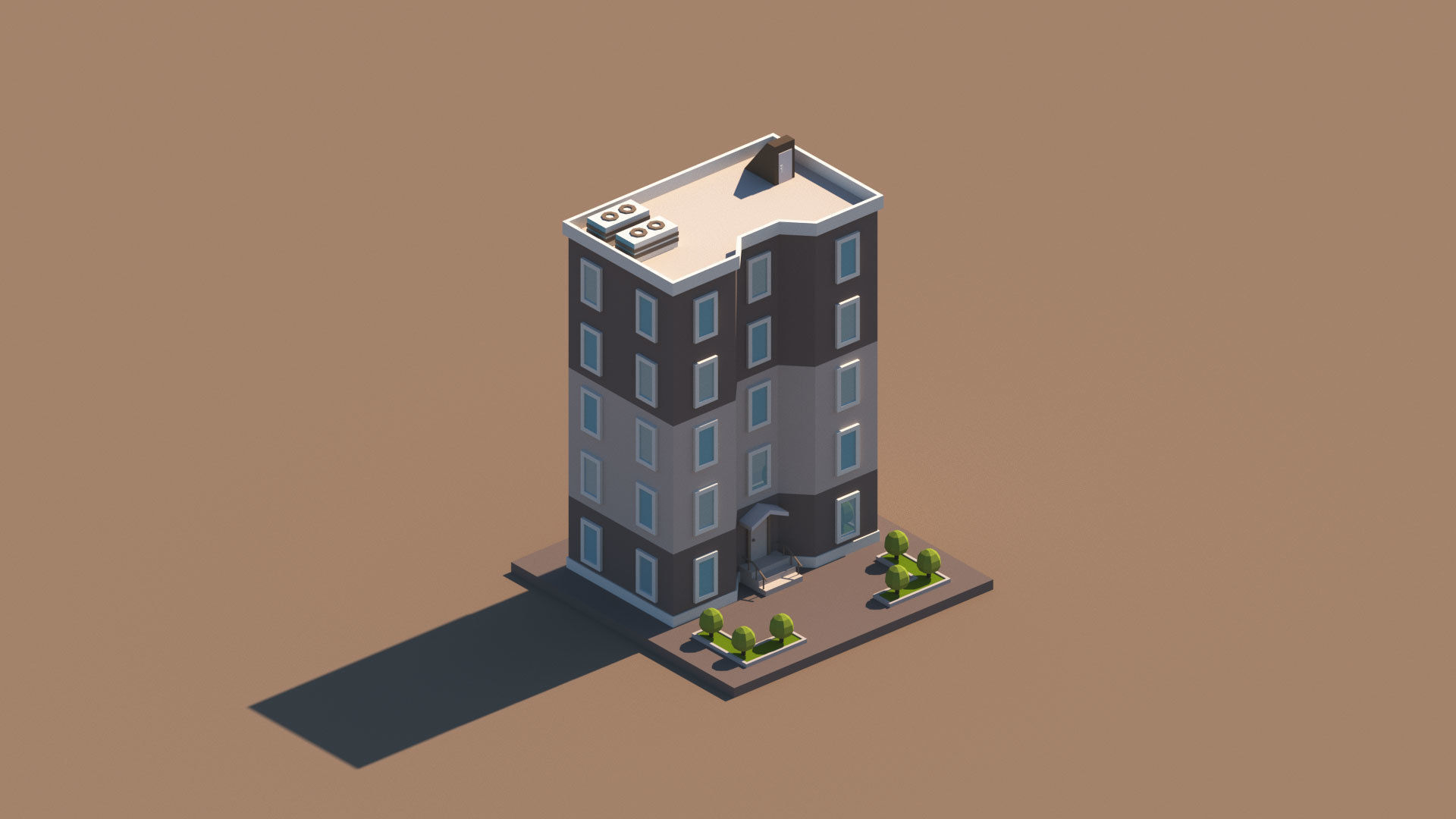 Cartoon Apartment Buildings Package Low-poly 3D model_25