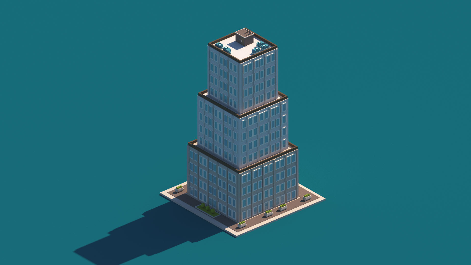 Cartoon Apartment Buildings Package Low-poly 3D model_11