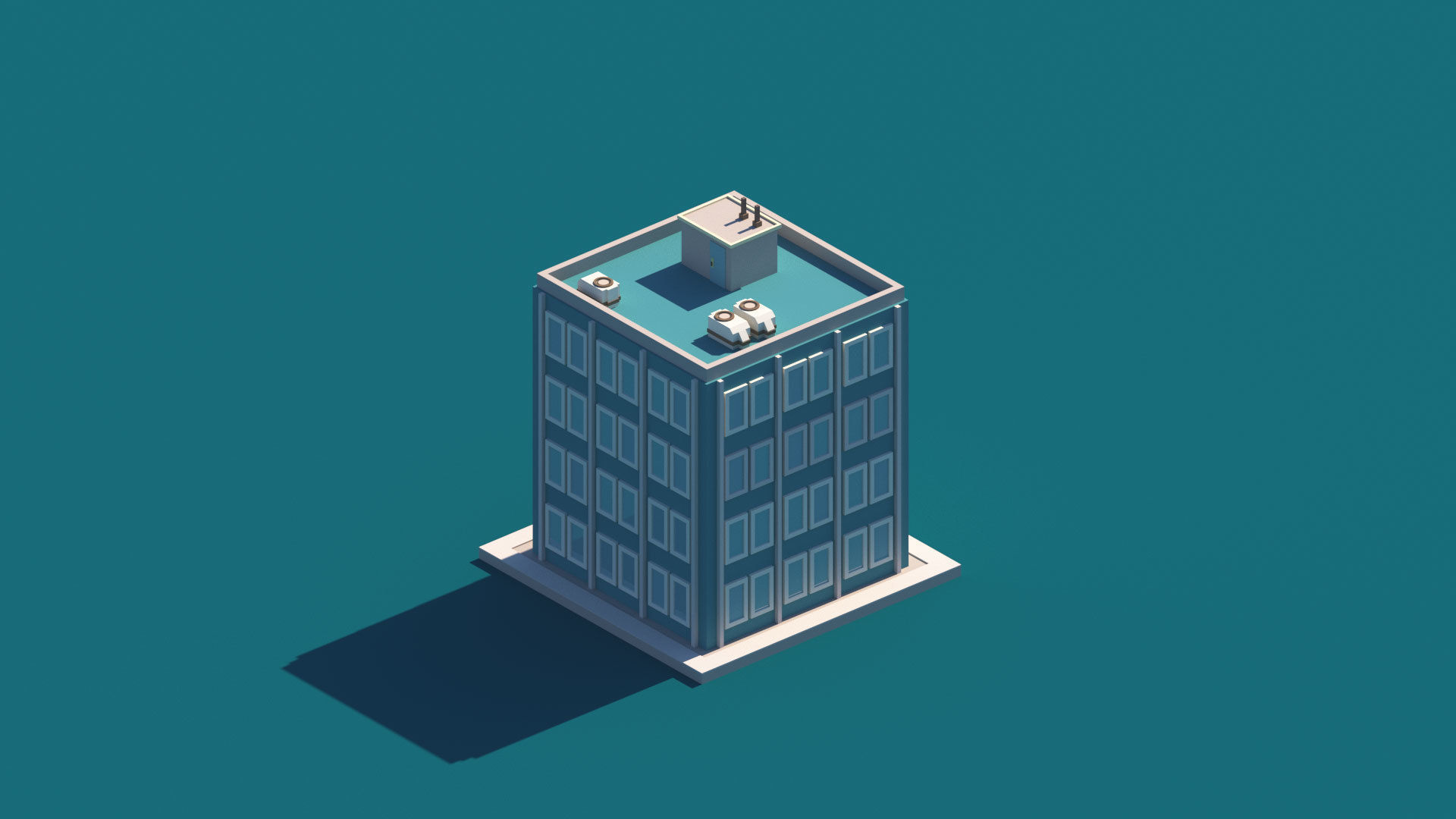 Cartoon Apartment Buildings Package Low-poly 3D model_22