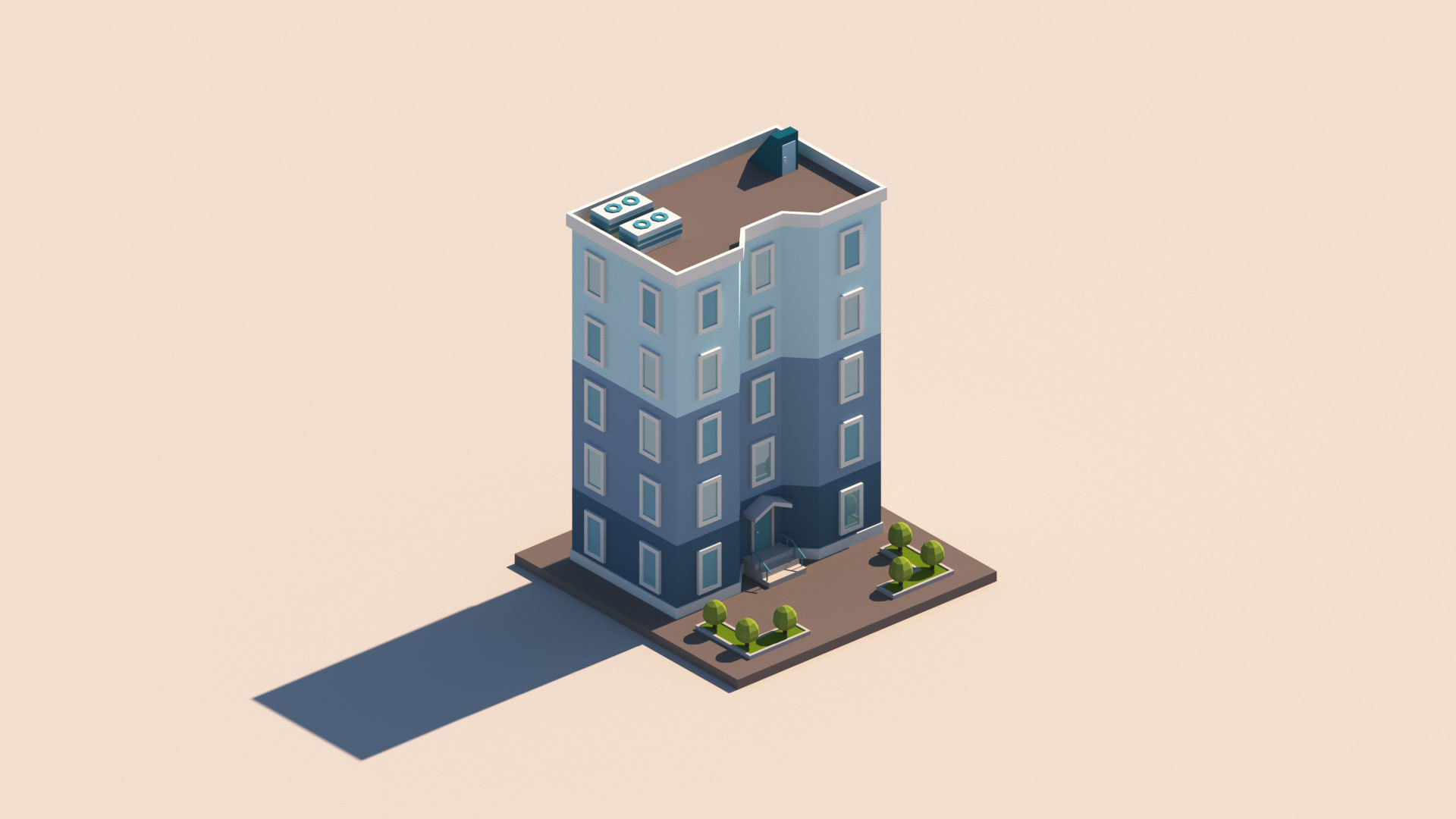 Cartoon Apartment Buildings Package Low-poly 3D model_23