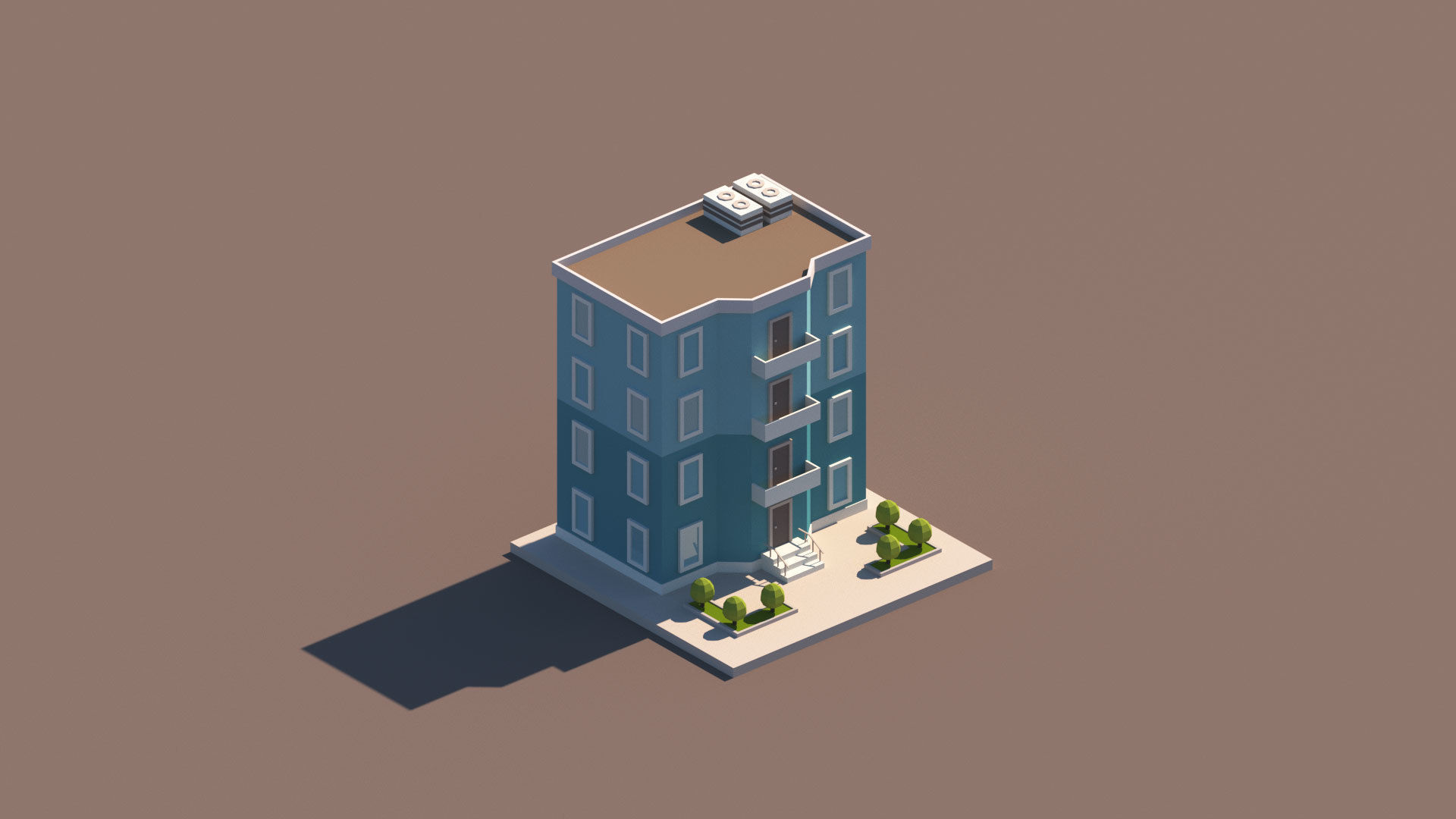 Cartoon Apartment Buildings Package Low-poly 3D model_27