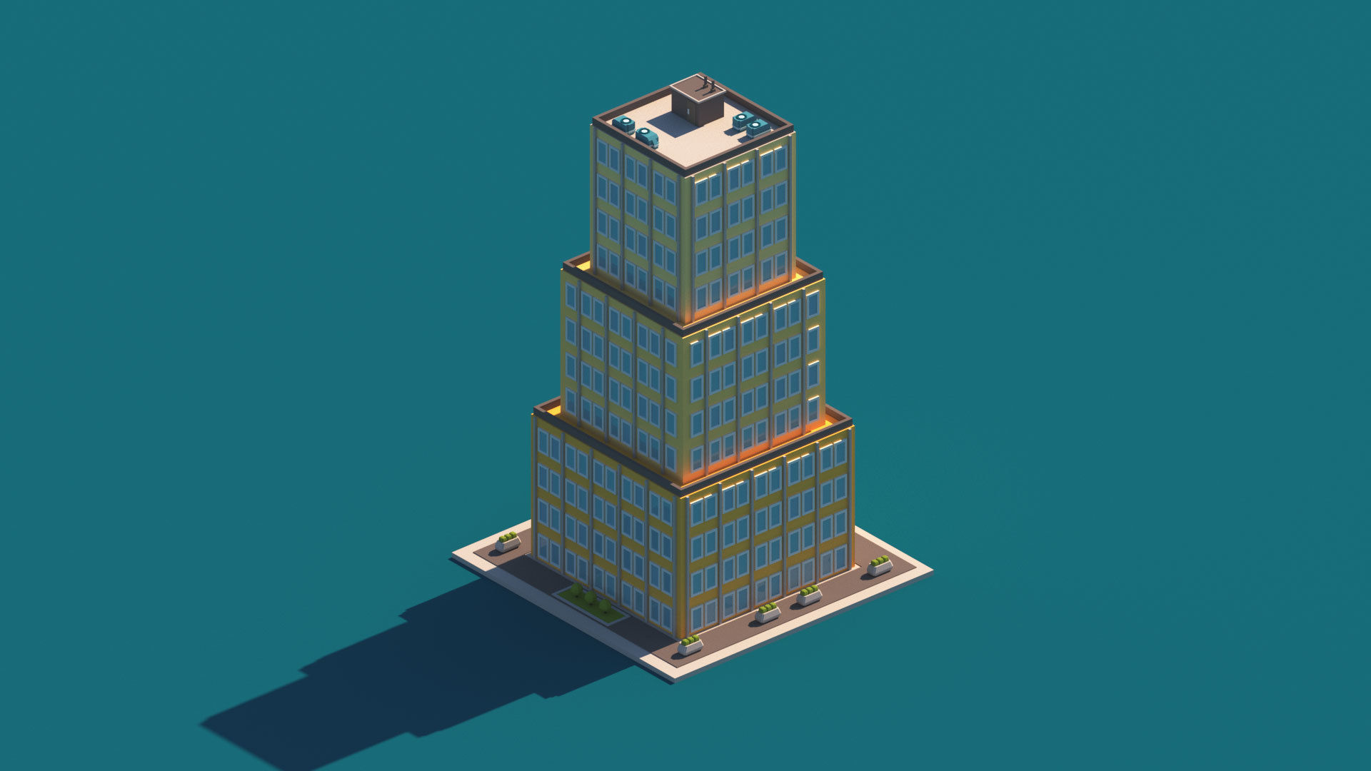 Cartoon Apartment Buildings Package Low-poly 3D model_12